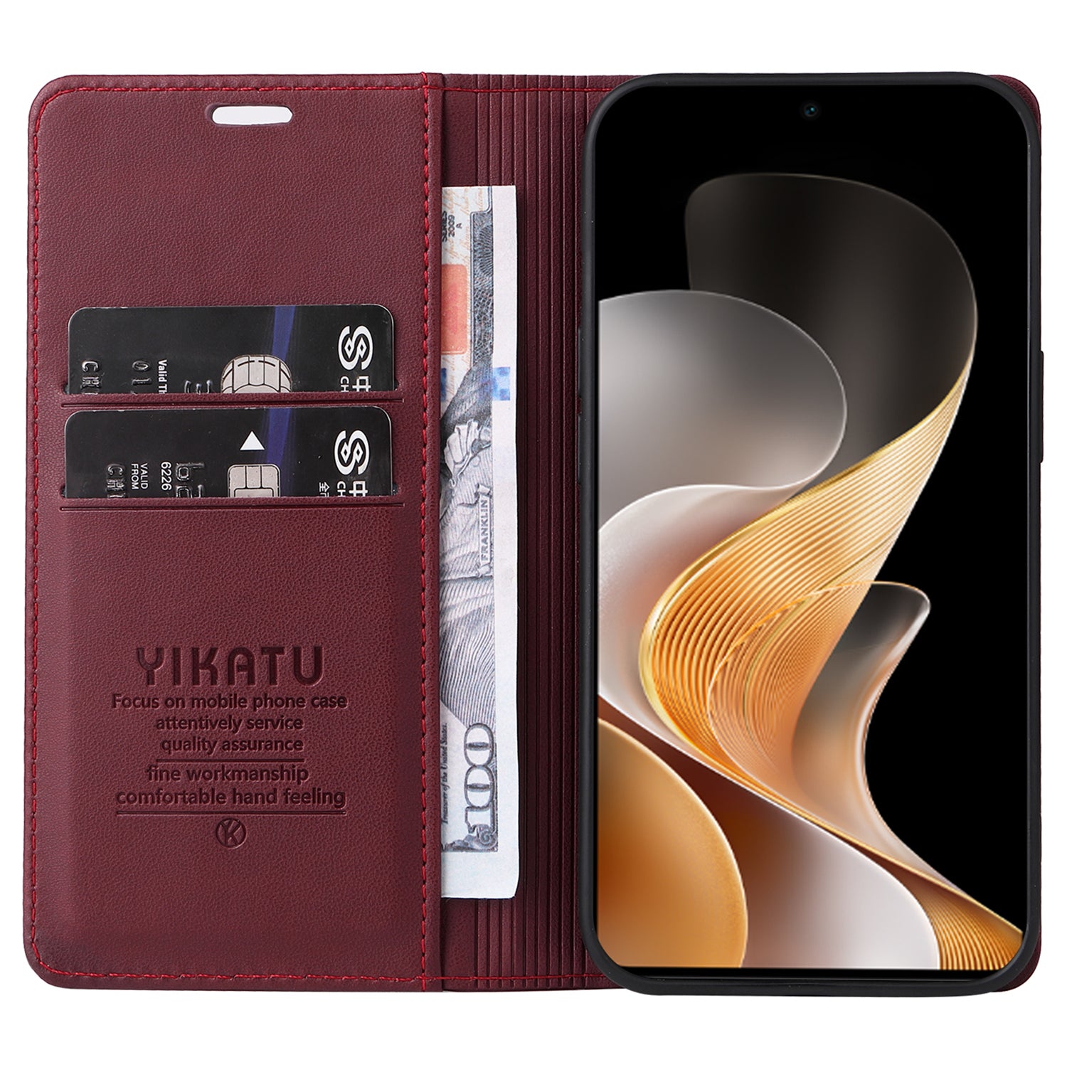 YIKATU YK-001 For vivo S19 5G / V40 5G Case Strong Magnetic Leather Phone Cover - Wine Red