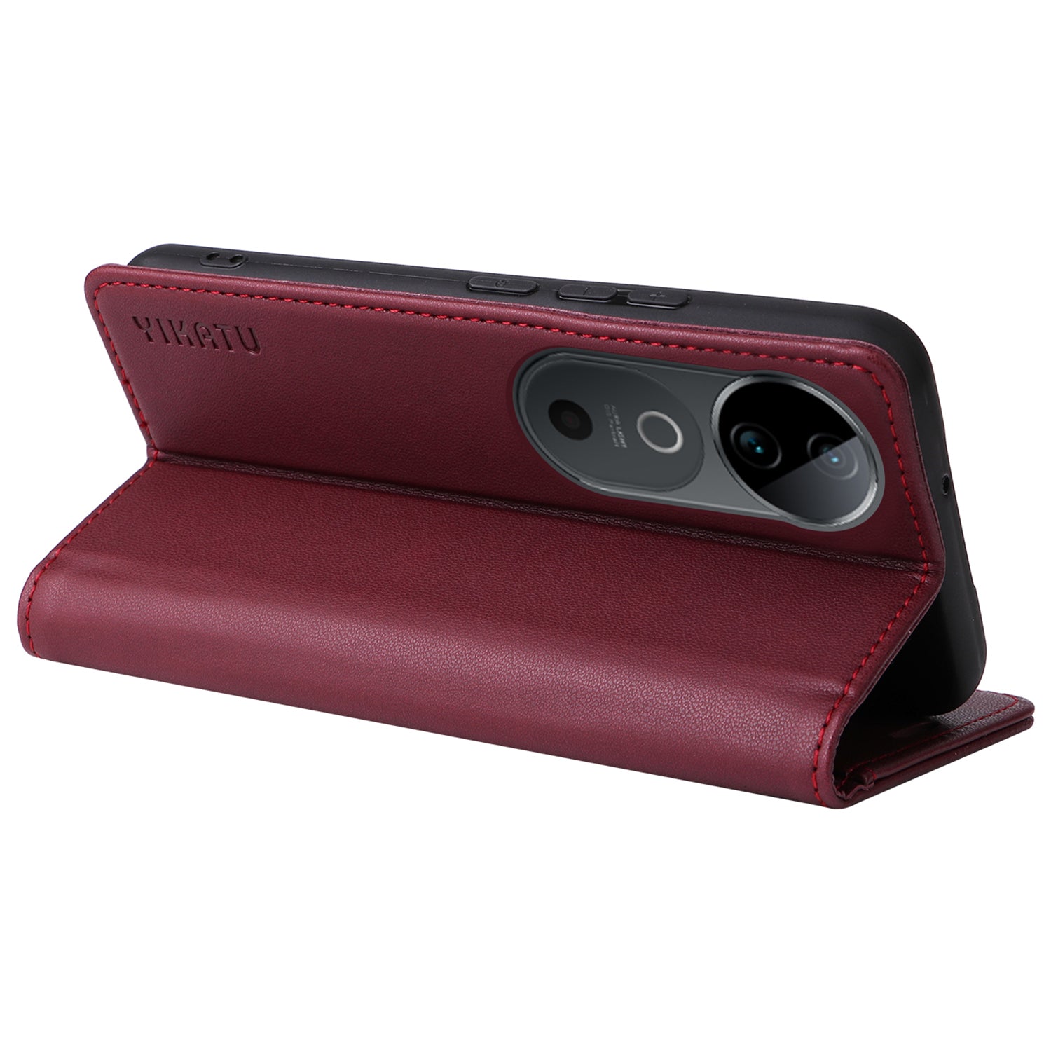 YIKATU YK-001 For vivo S19 5G / V40 5G Case Strong Magnetic Leather Phone Cover - Wine Red