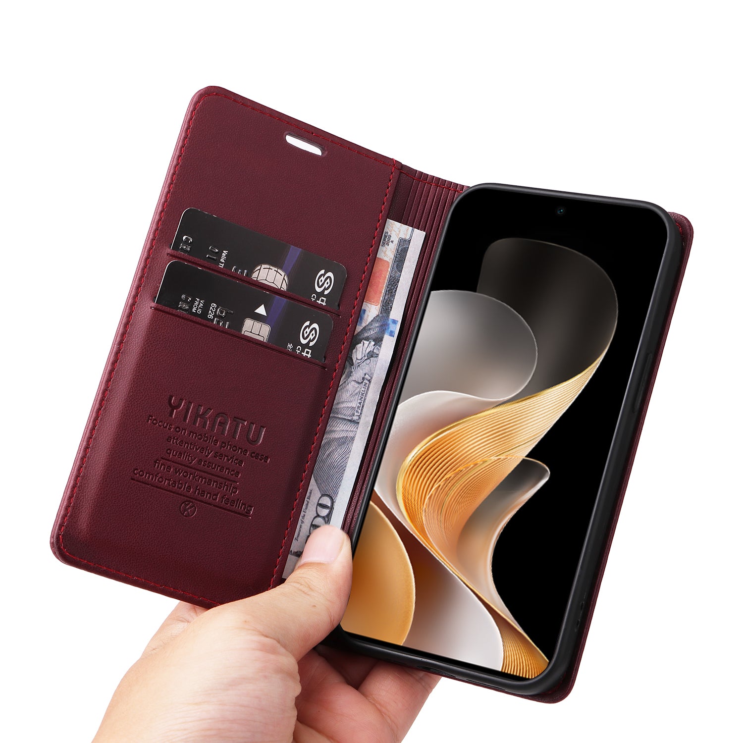 YIKATU YK-001 For vivo S19 5G / V40 5G Case Strong Magnetic Leather Phone Cover - Wine Red