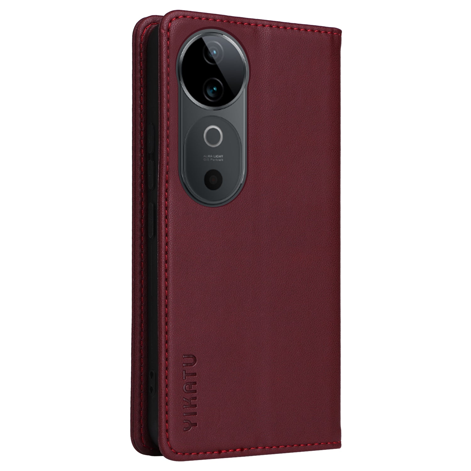 YIKATU YK-001 For vivo S19 5G / V40 5G Case Strong Magnetic Leather Phone Cover - Wine Red