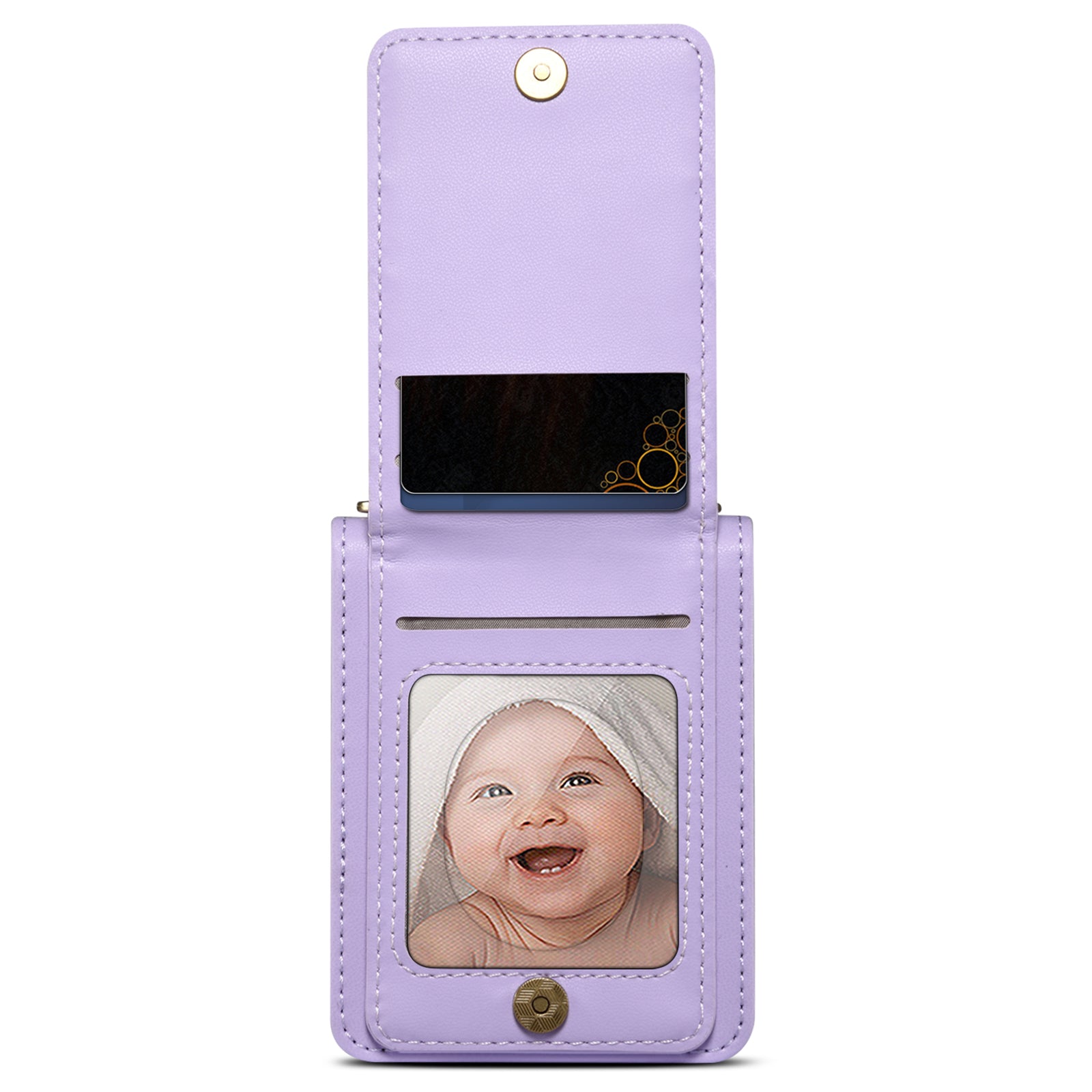 For Samsung Galaxy Z Flip6 5G Case PU Leather+PC Crossbody Phone Cover with Card Holder - Purple