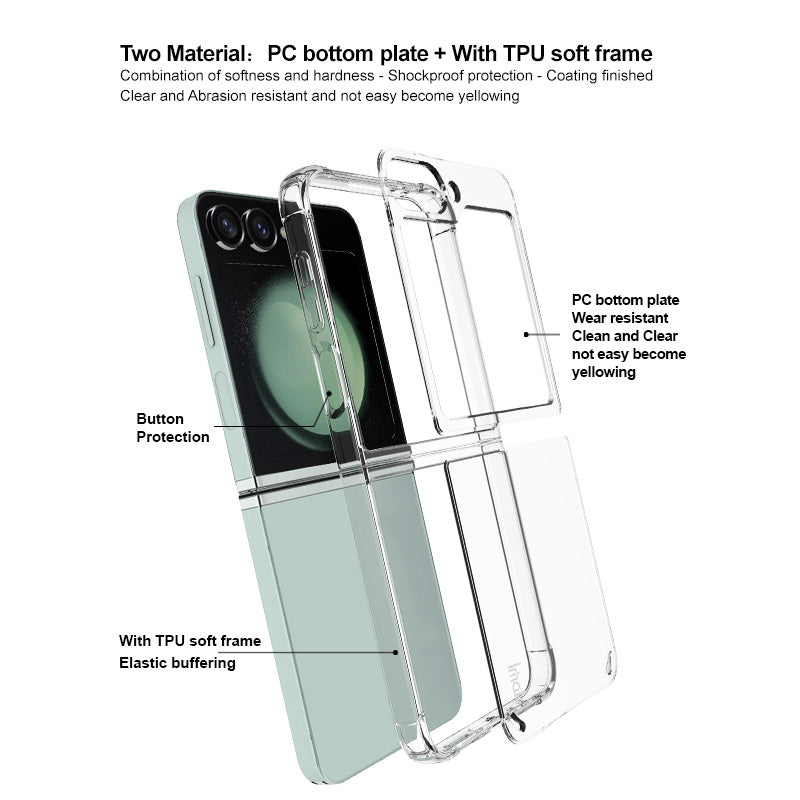 IMAK For Samsung Galaxy Z Flip6 5G Clear Case PC+TPU Protective Phone Cover