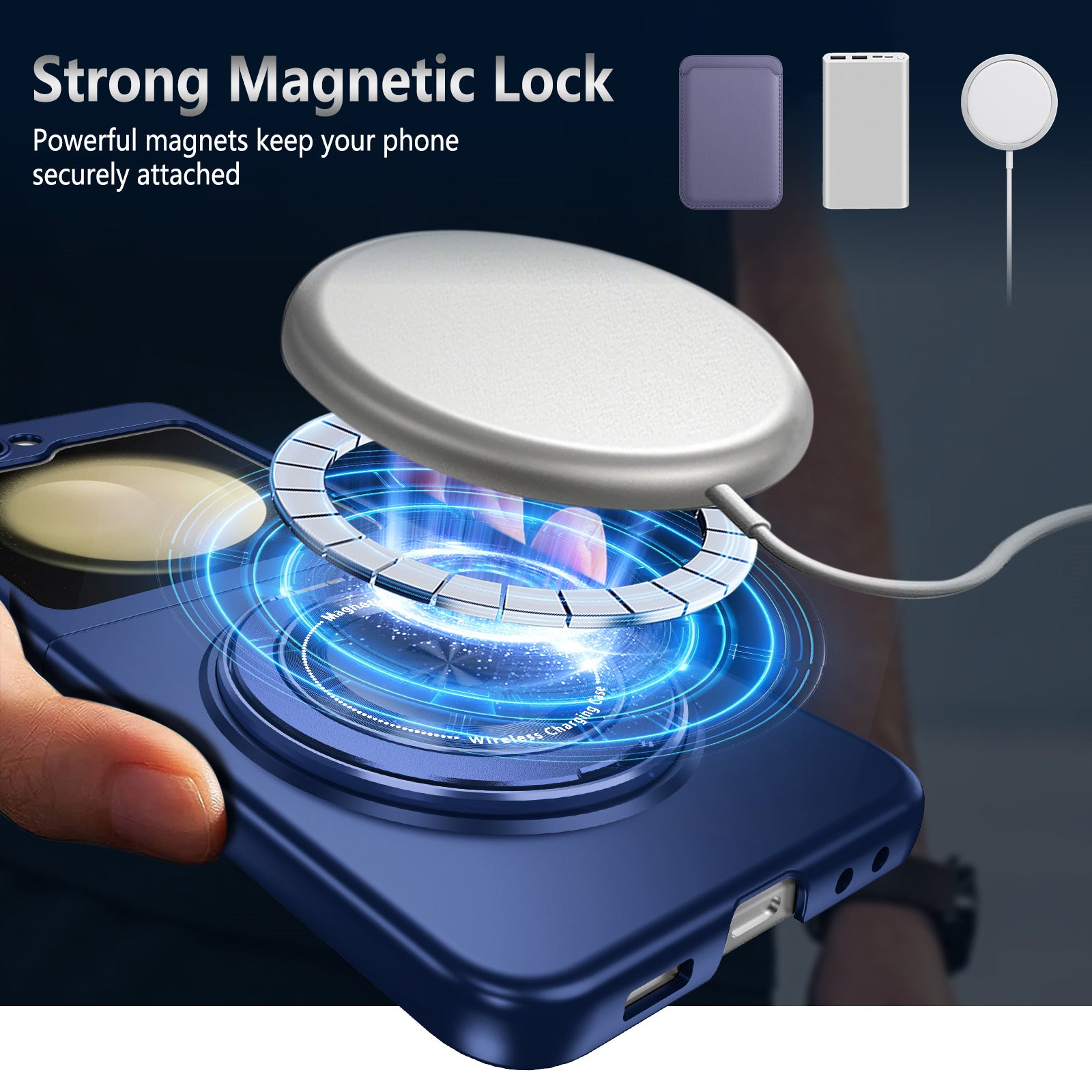 For Samsung Galaxy Z Flip6 5G Magnetic Case Rotating Kickstand PC Hard Phone Cover - Sapphire