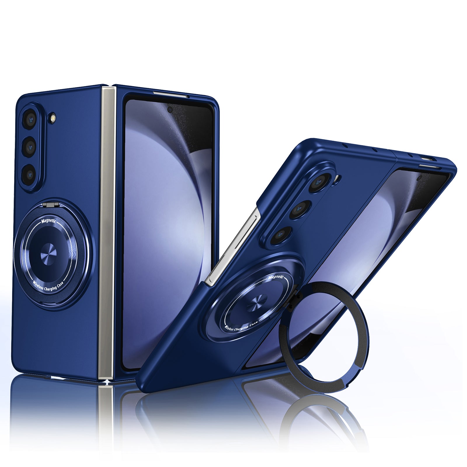 For Samsung Galaxy Z Fold6 5G Case Magnetic Kickstand Hard PC Shockproof Protective Cover - Sapphire