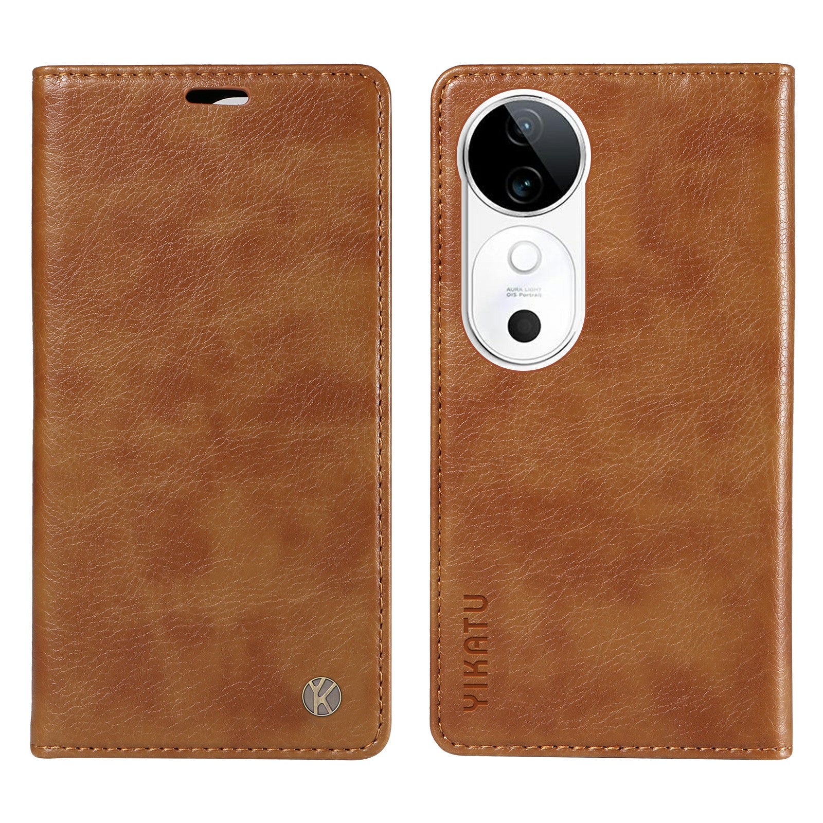 YIKATU YK-006 For vivo S19 5G / V40 5G Wallet Case Litchi Texture Leather Phone Cover - Brown