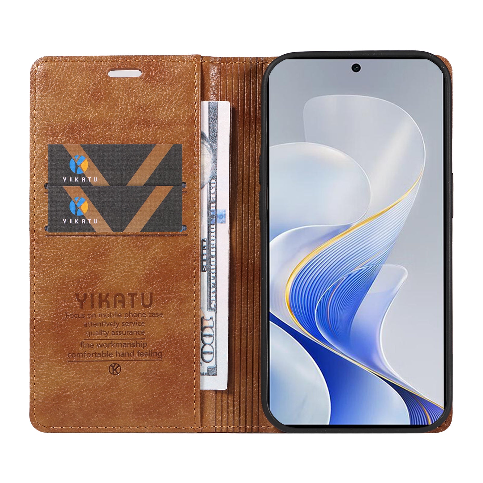 YIKATU YK-006 For vivo S19 5G / V40 5G Wallet Case Litchi Texture Leather Phone Cover - Brown