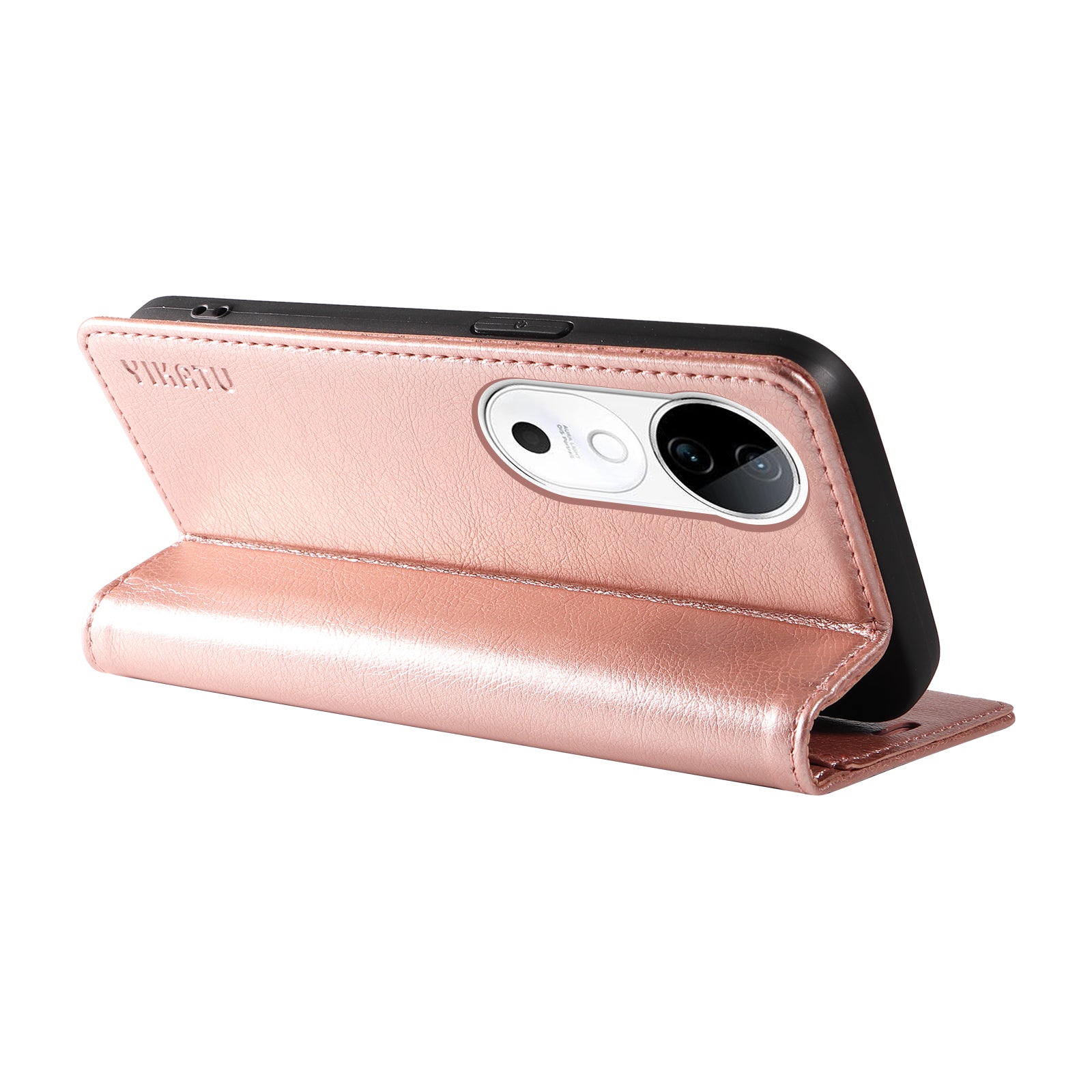 YIKATU YK-006 For vivo S19 5G / V40 5G Wallet Case Litchi Texture Leather Phone Cover - Rose Gold