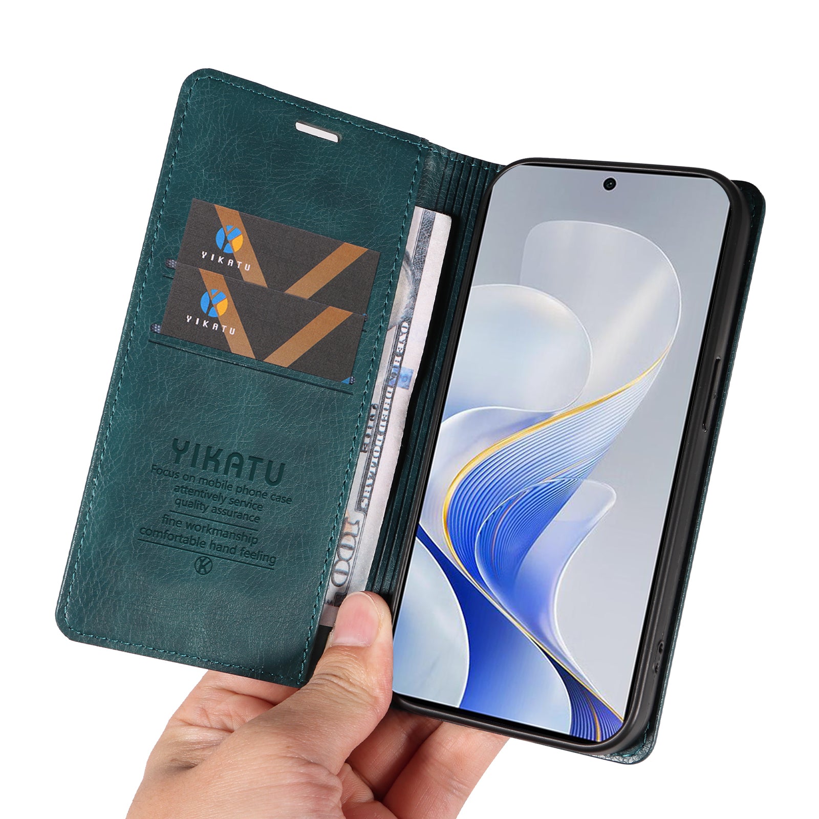 YIKATU YK-006 For vivo S19 5G / V40 5G Wallet Case Litchi Texture Leather Phone Cover - Blue