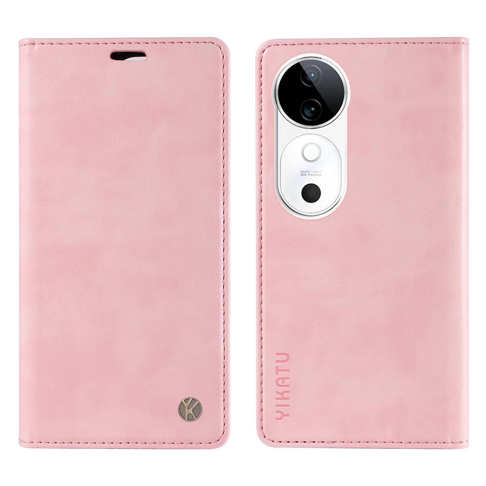 YIKATU YK-006 For vivo S19 5G / V40 5G Wallet Case Litchi Texture Leather Phone Cover - Pink