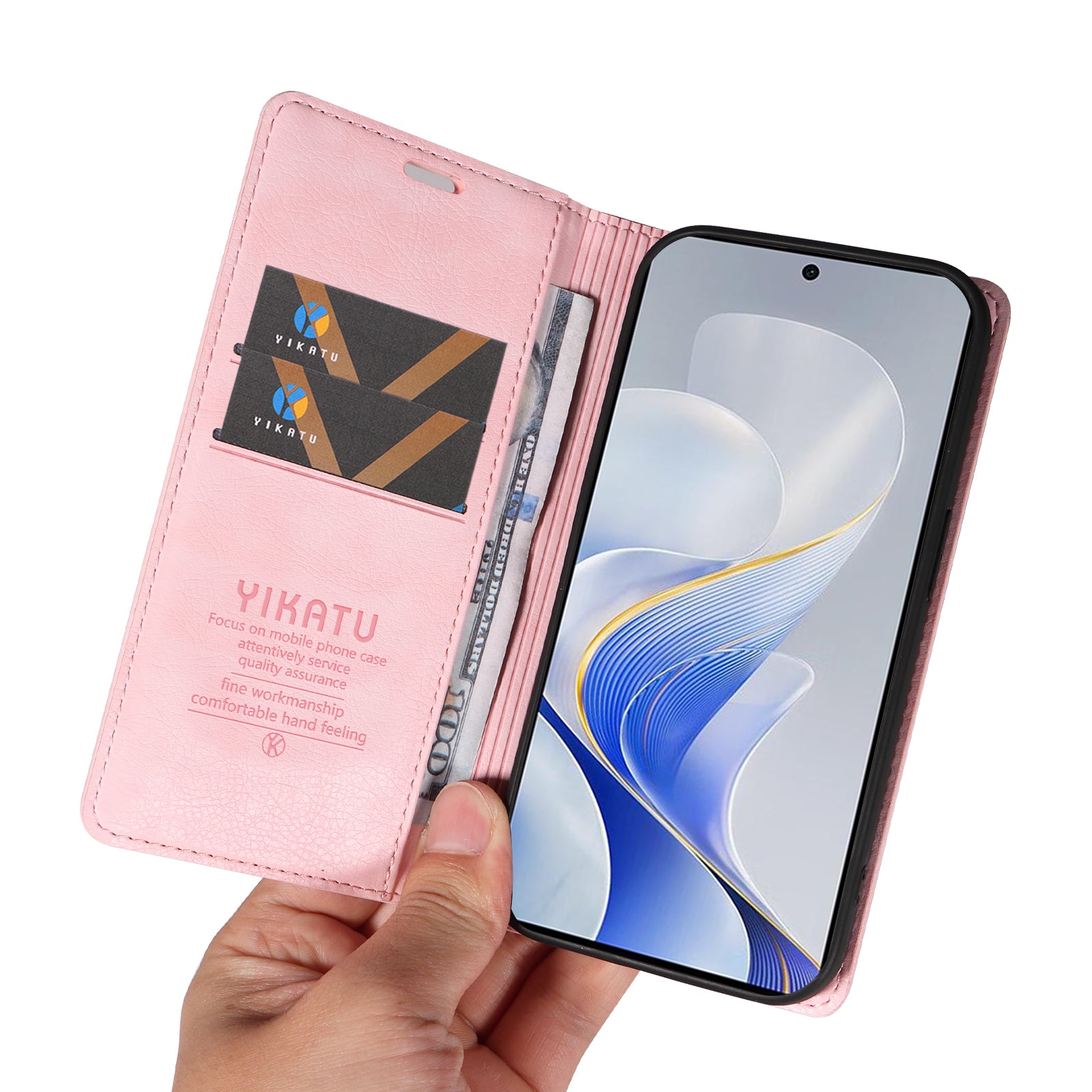 YIKATU YK-006 For vivo S19 5G / V40 5G Wallet Case Litchi Texture Leather Phone Cover - Pink