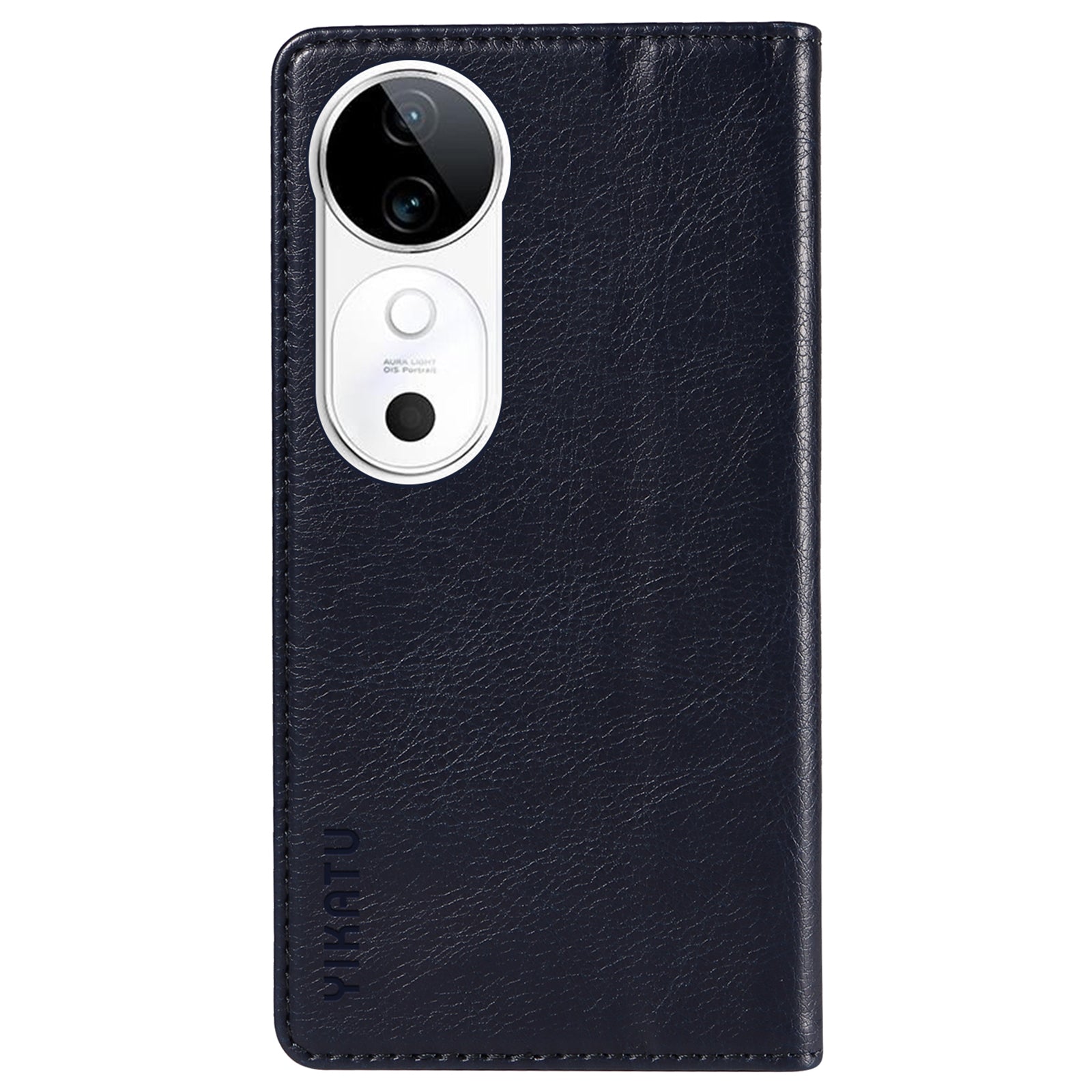 YIKATU YK-006 For vivo S19 5G / V40 5G Wallet Case Litchi Texture Leather Phone Cover - Navy Blue