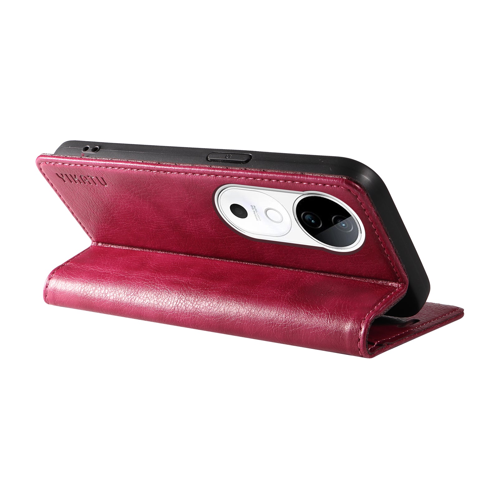 YIKATU YK-006 For vivo S19 5G / V40 5G Wallet Case Litchi Texture Leather Phone Cover - Wine Red