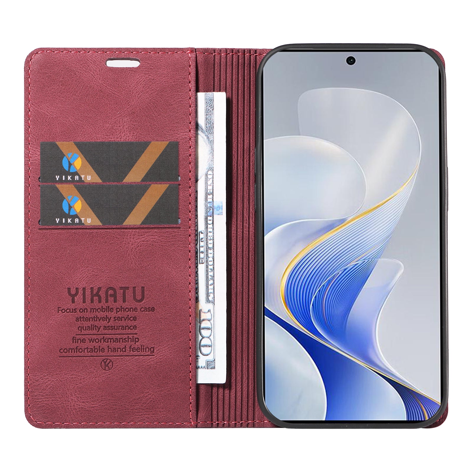 YIKATU YK-004 For vivo S19 5G / V40 5G Case Skin-Touch PU Leather Phone Cover - Wine Red