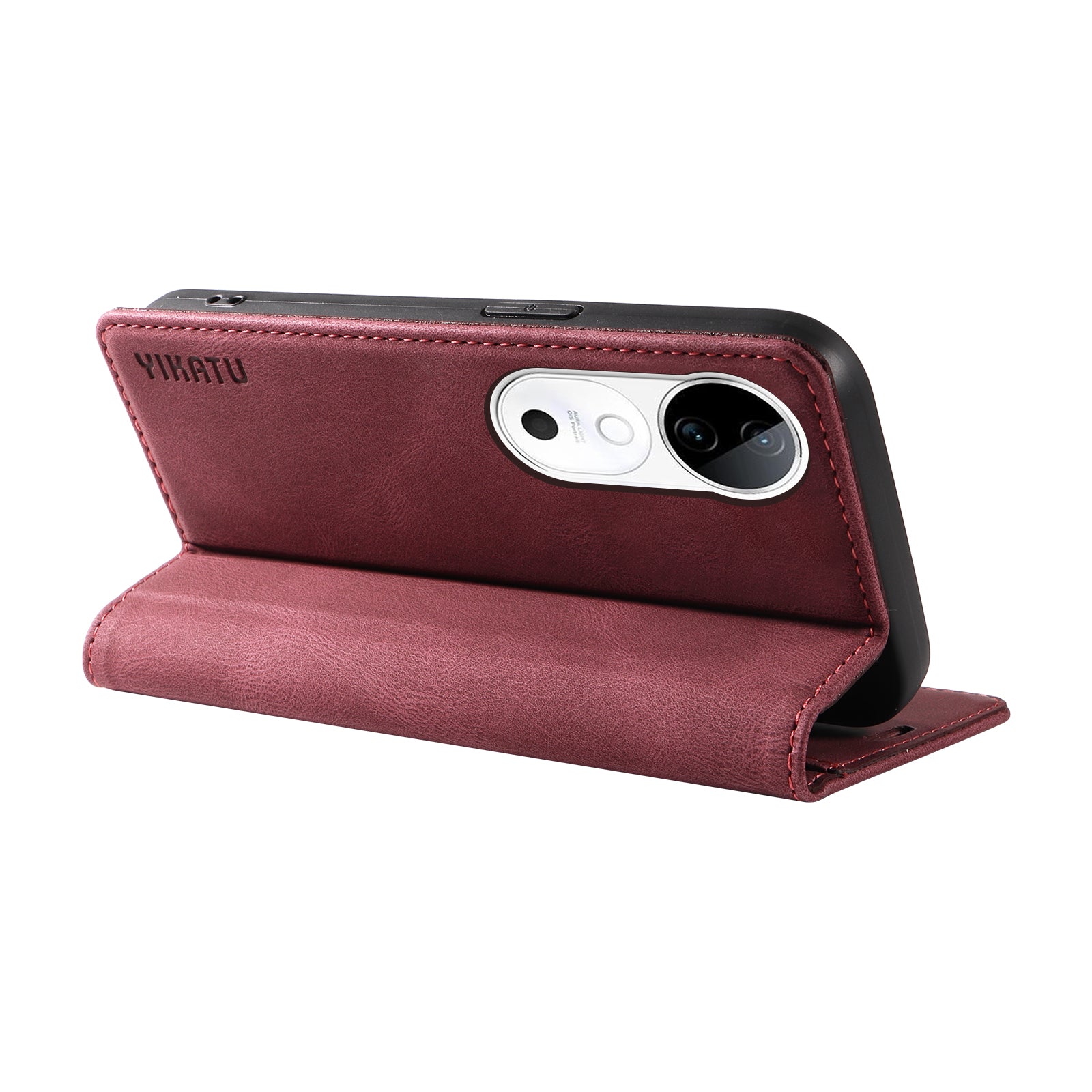 YIKATU YK-004 For vivo S19 5G / V40 5G Case Skin-Touch PU Leather Phone Cover - Wine Red