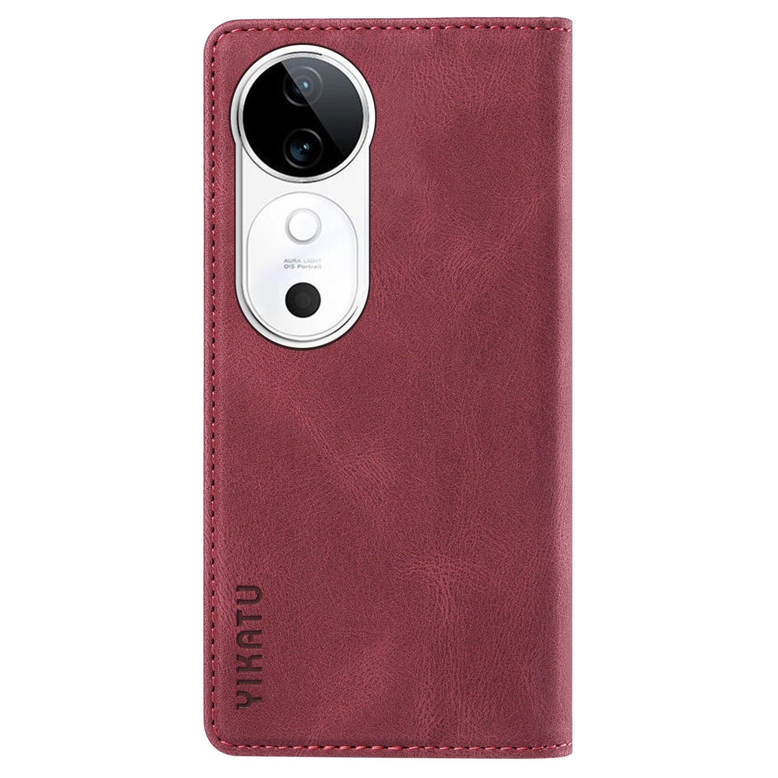 YIKATU YK-004 For vivo S19 5G / V40 5G Case Skin-Touch PU Leather Phone Cover - Wine Red