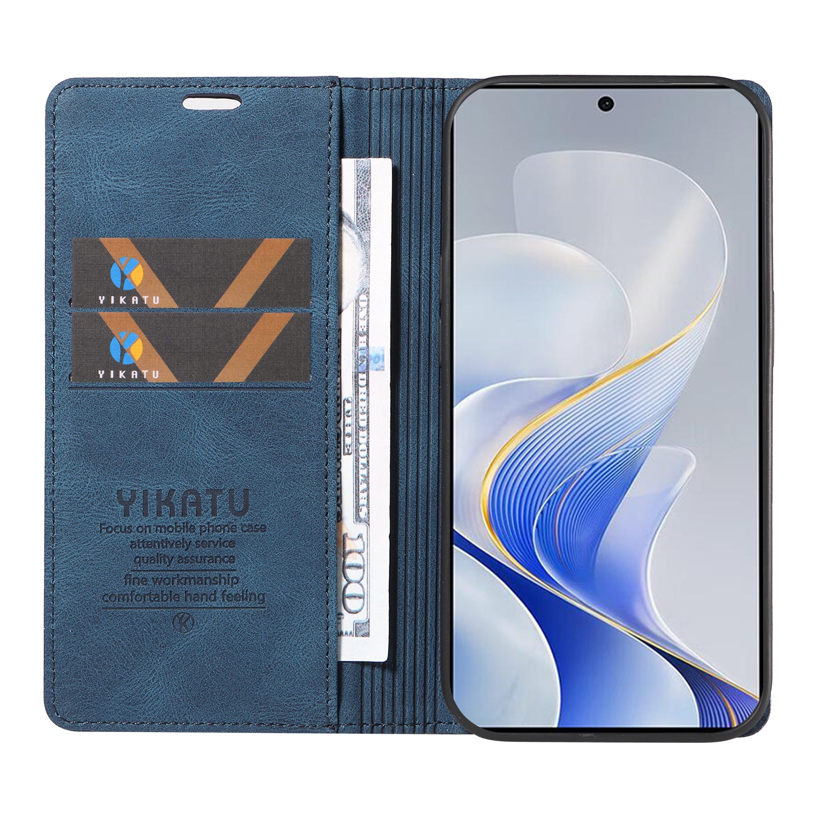 YIKATU YK-004 For vivo S19 5G / V40 5G Case Skin-Touch PU Leather Phone Cover - Blue