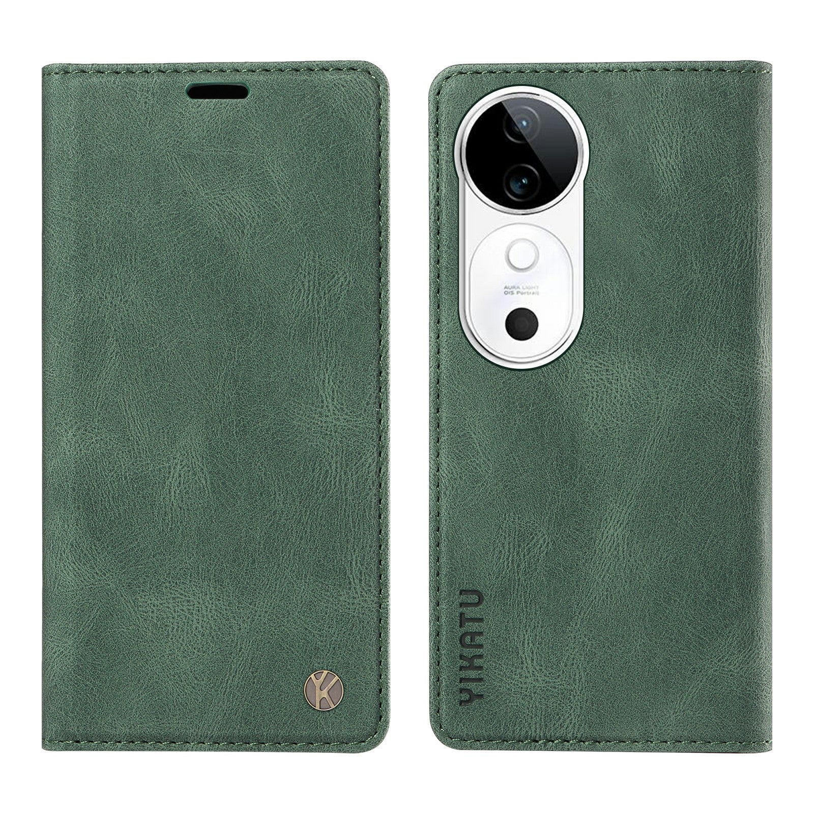 YIKATU YK-004 For vivo S19 5G / V40 5G Case Skin-Touch PU Leather Phone Cover - Green