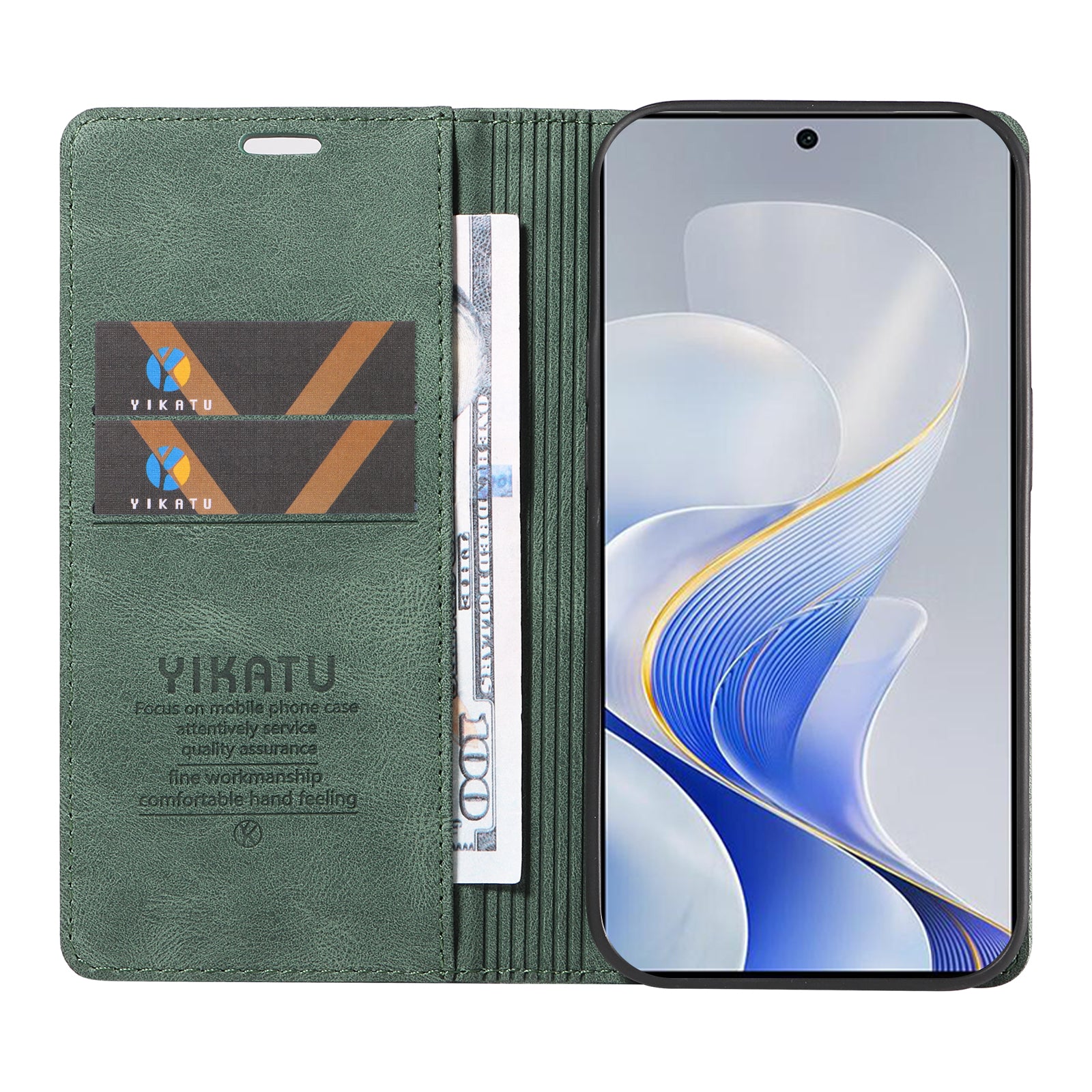 YIKATU YK-004 For vivo S19 5G / V40 5G Case Skin-Touch PU Leather Phone Cover - Green