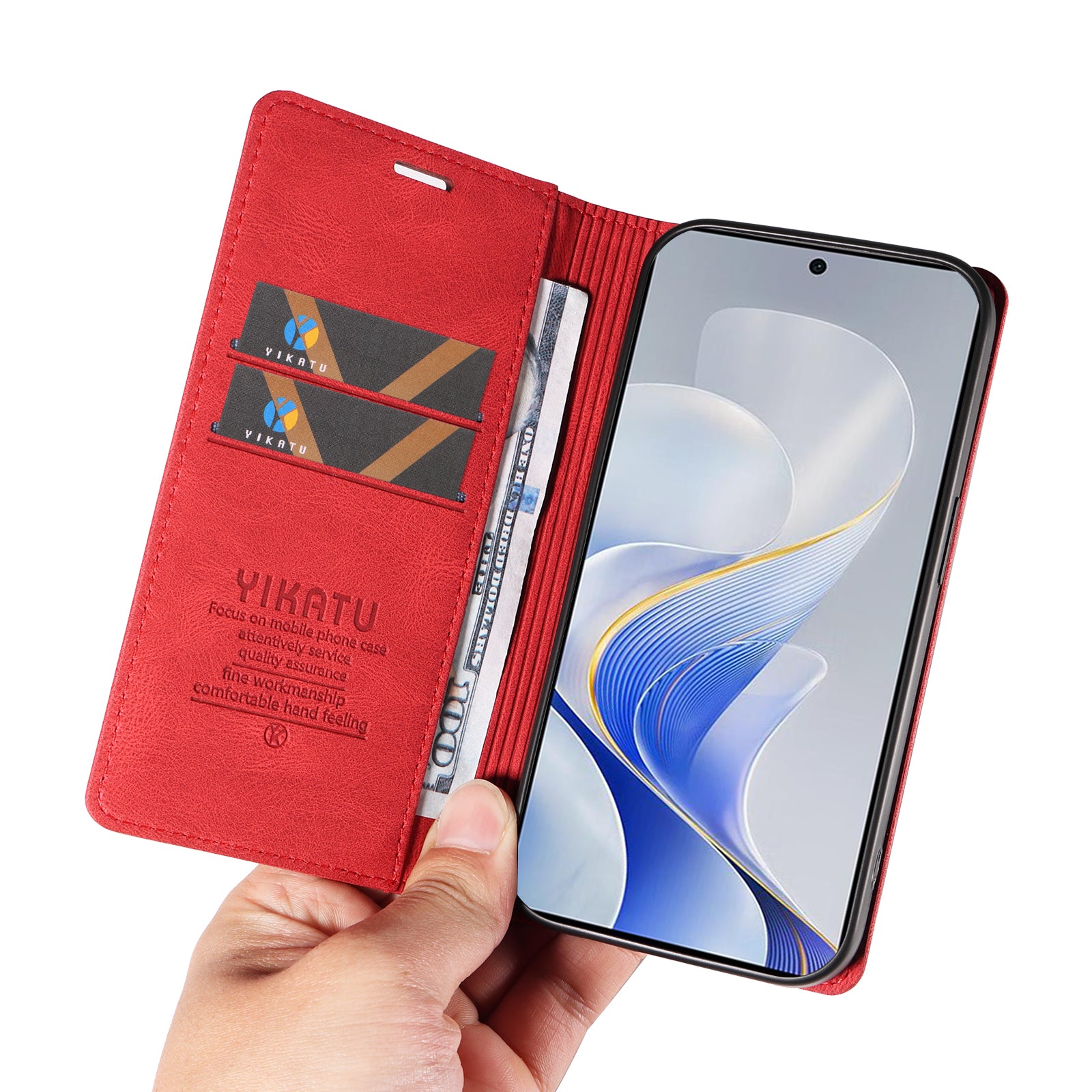 YIKATU YK-004 For vivo S19 5G / V40 5G Case Skin-touch PU Leather Phone Cover - Red