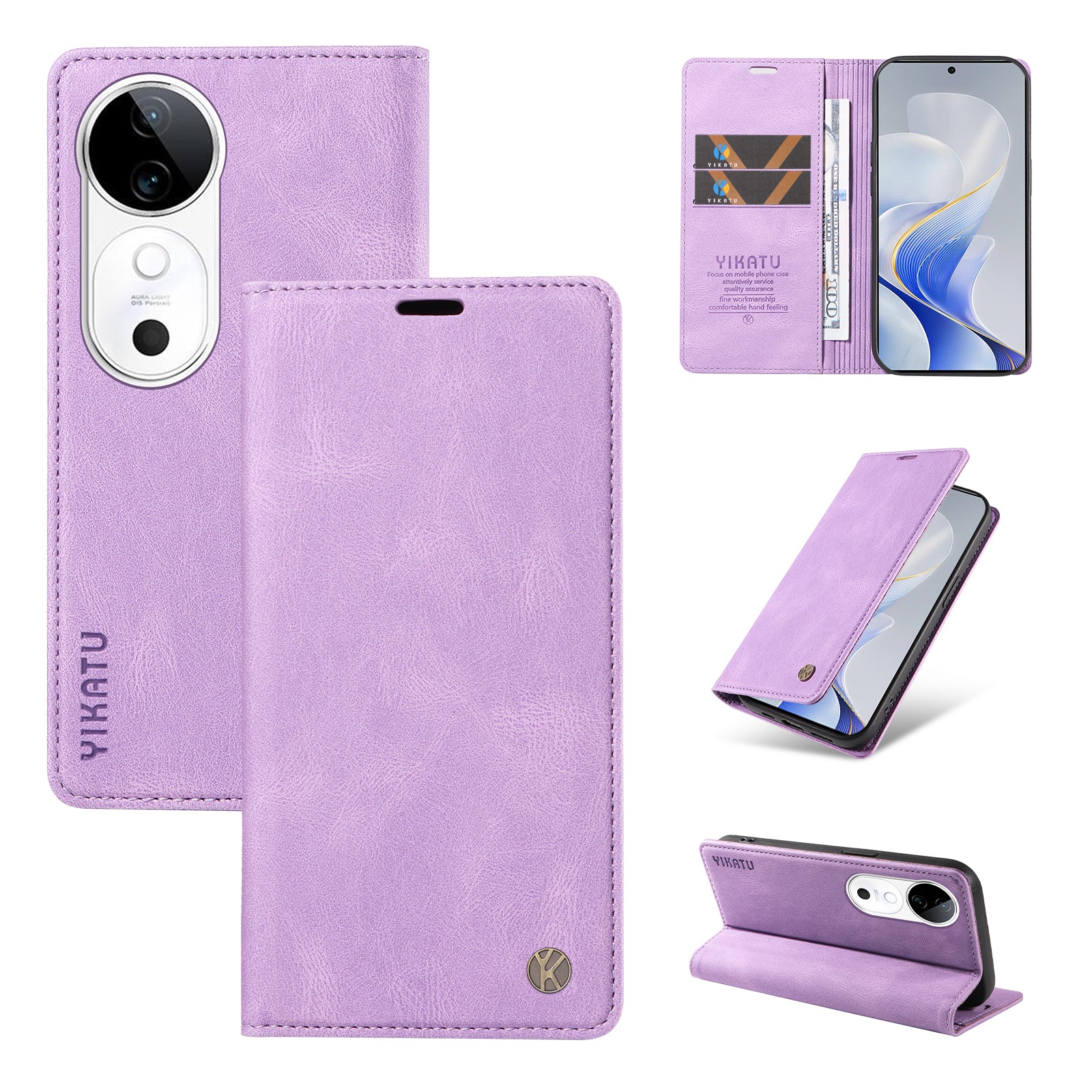 YIKATU YK-004 For vivo S19 5G / V40 5G Case Skin-touch PU Leather Phone Cover - Purple