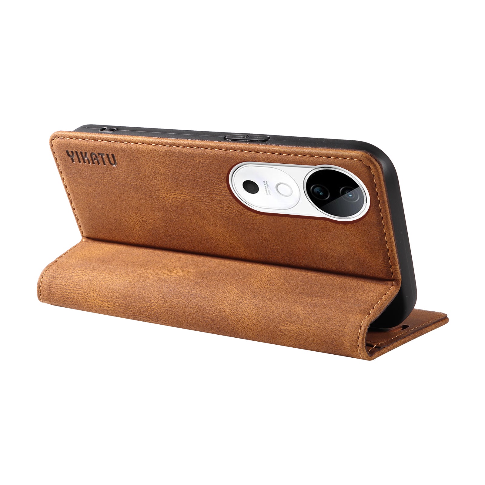 YIKATU YK-004 For vivo S19 5G / V40 5G Case Skin-touch PU Leather Phone Cover - Brown