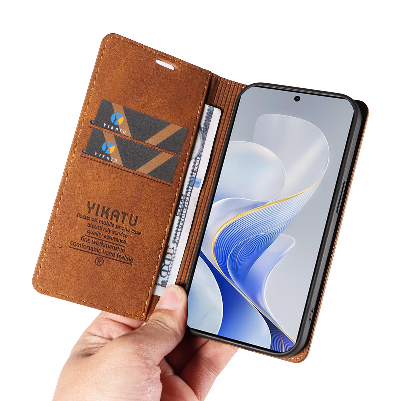 YIKATU YK-004 For vivo S19 5G / V40 5G Case Skin-touch PU Leather Phone Cover - Brown