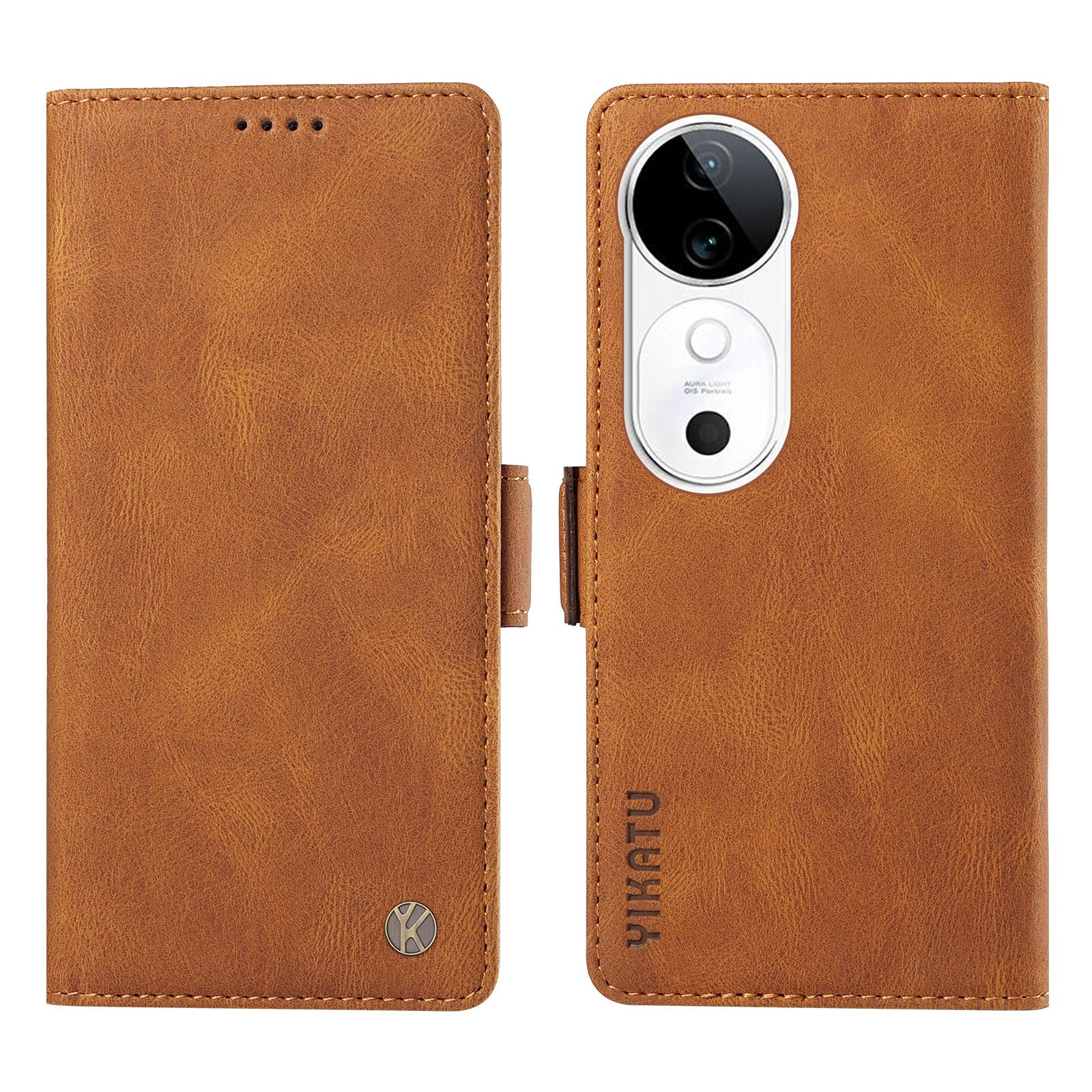 YIKATU YK-005 For vivo S19 5G / V40 5G Leather Phone Case Side Magnetic Clasps - Brown