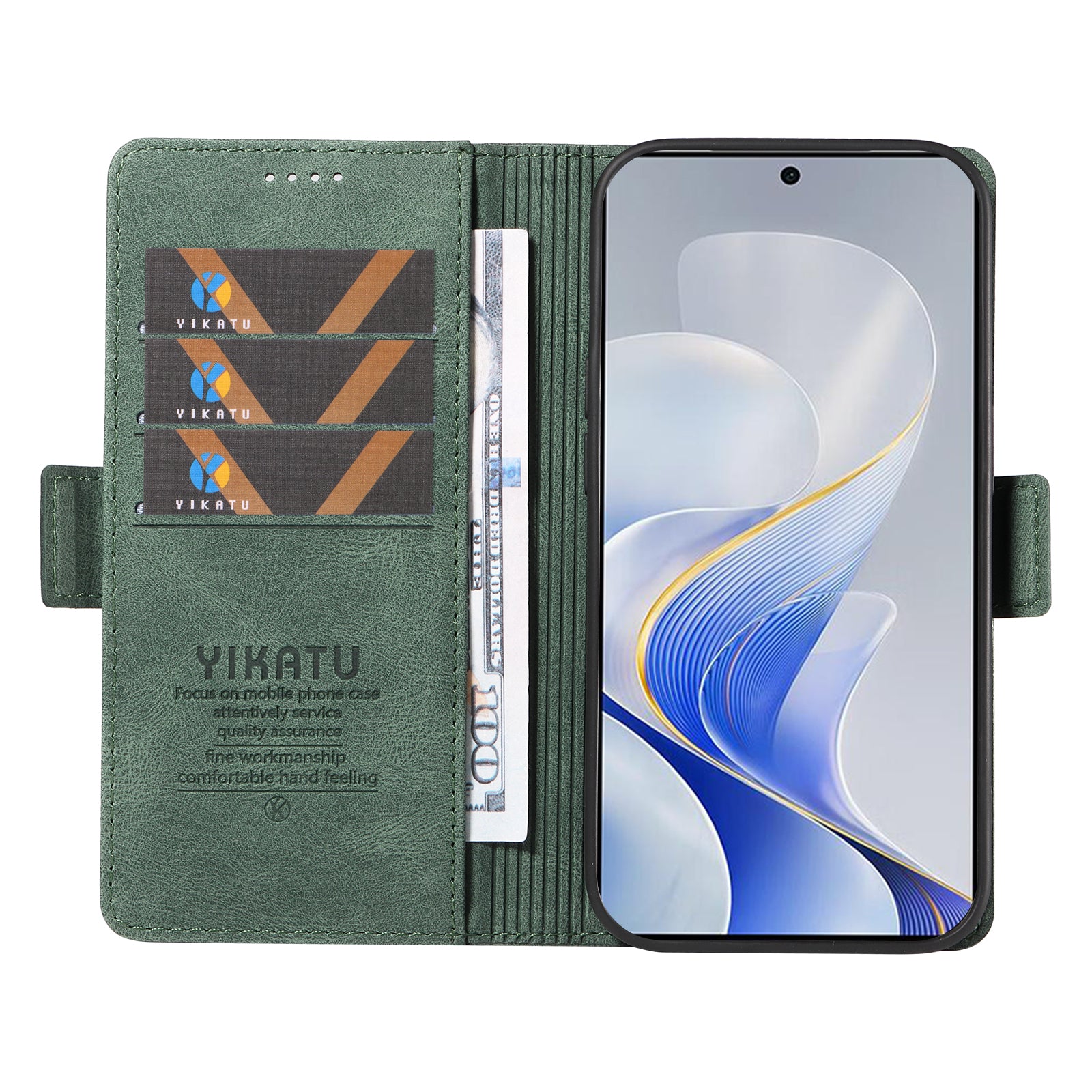 YIKATU YK-005 For vivo S19 5G / V40 5G Leather Phone Case Side Magnetic Clasps - Green