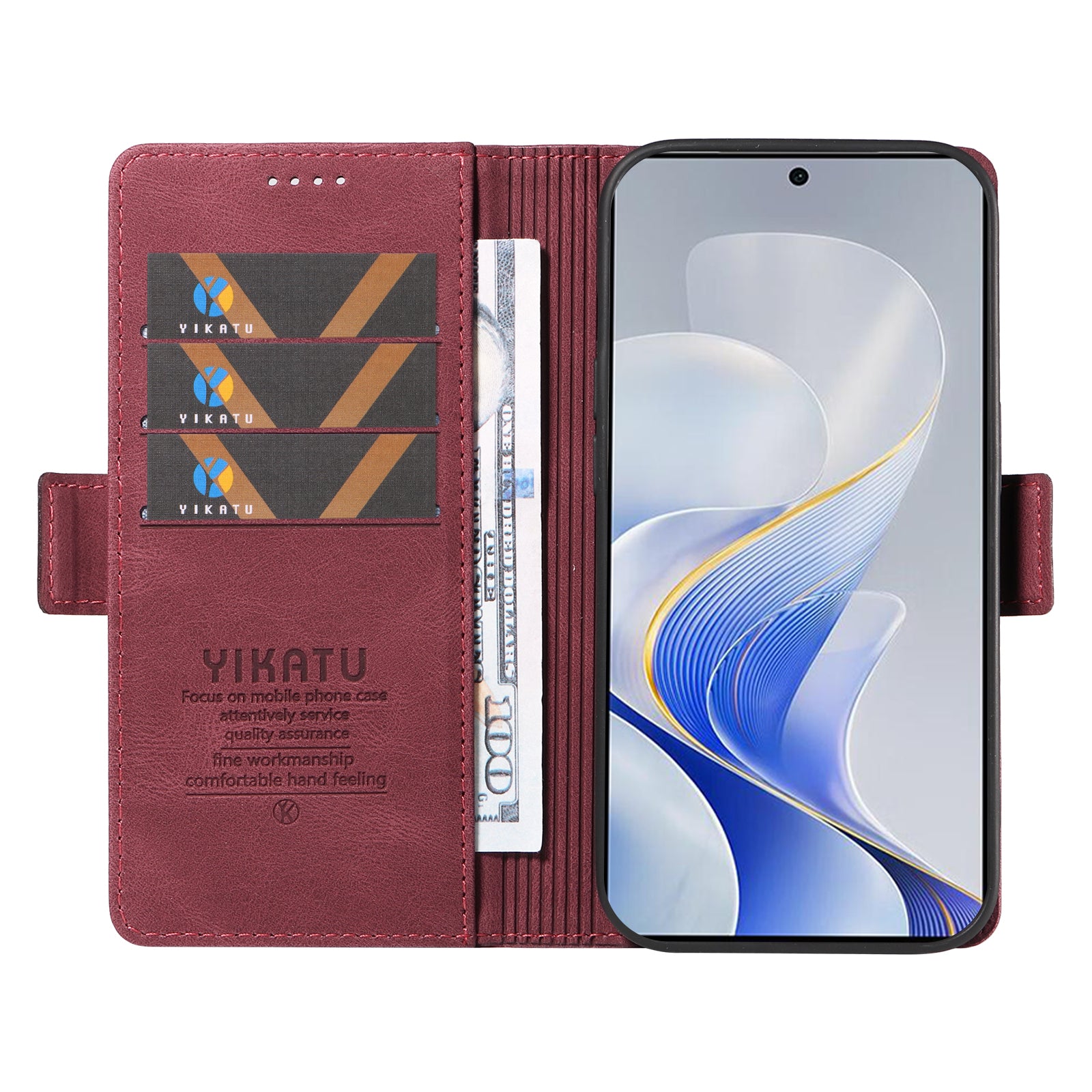 YIKATU YK-005 For vivo S19 5G / V40 5G Leather Phone Case Side Magnetic Clasps - Wine Red