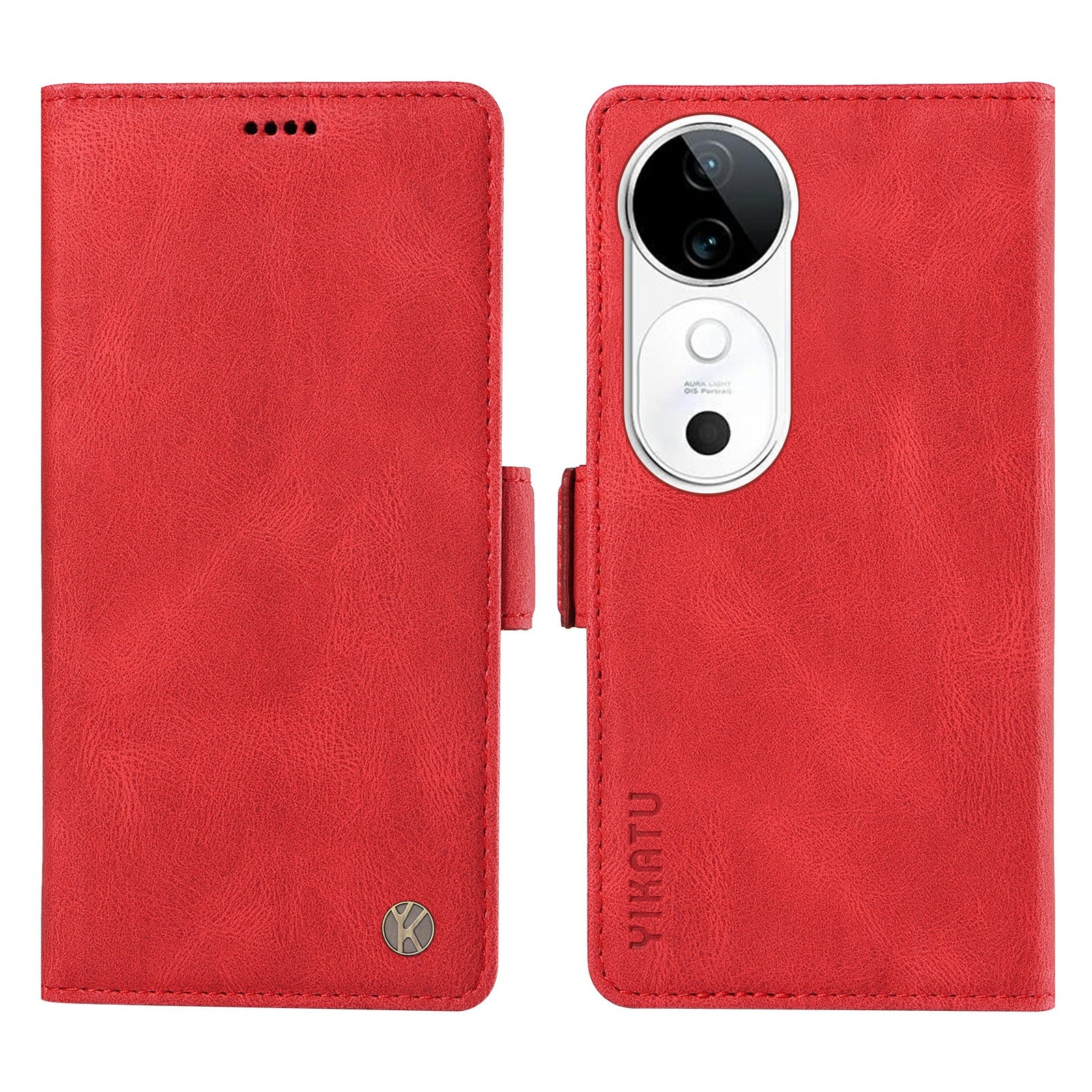 YIKATU YK-005 For vivo S19 5G / V40 5G Leather Phone Case Side Magnetic Clasps - Red