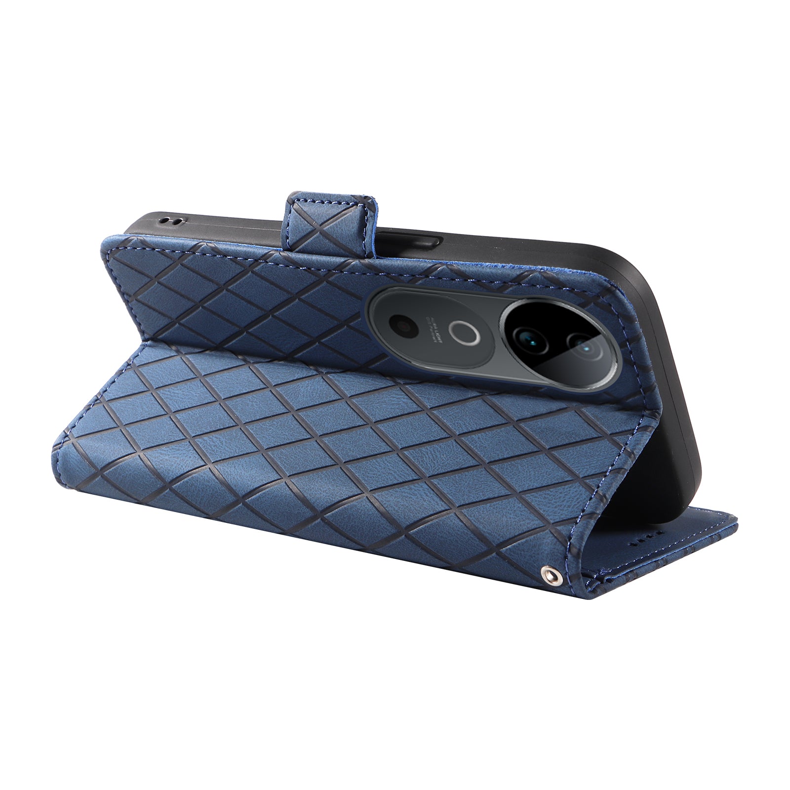 For vivo S19 5G / V40 5G Case Rhombus Splicing Leather Phone Cover - Blue