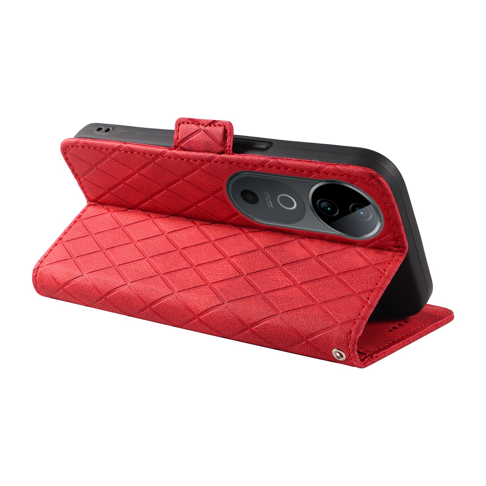 For vivo S19 5G / V40 5G Case Rhombus Splicing Leather Phone Cover - Red