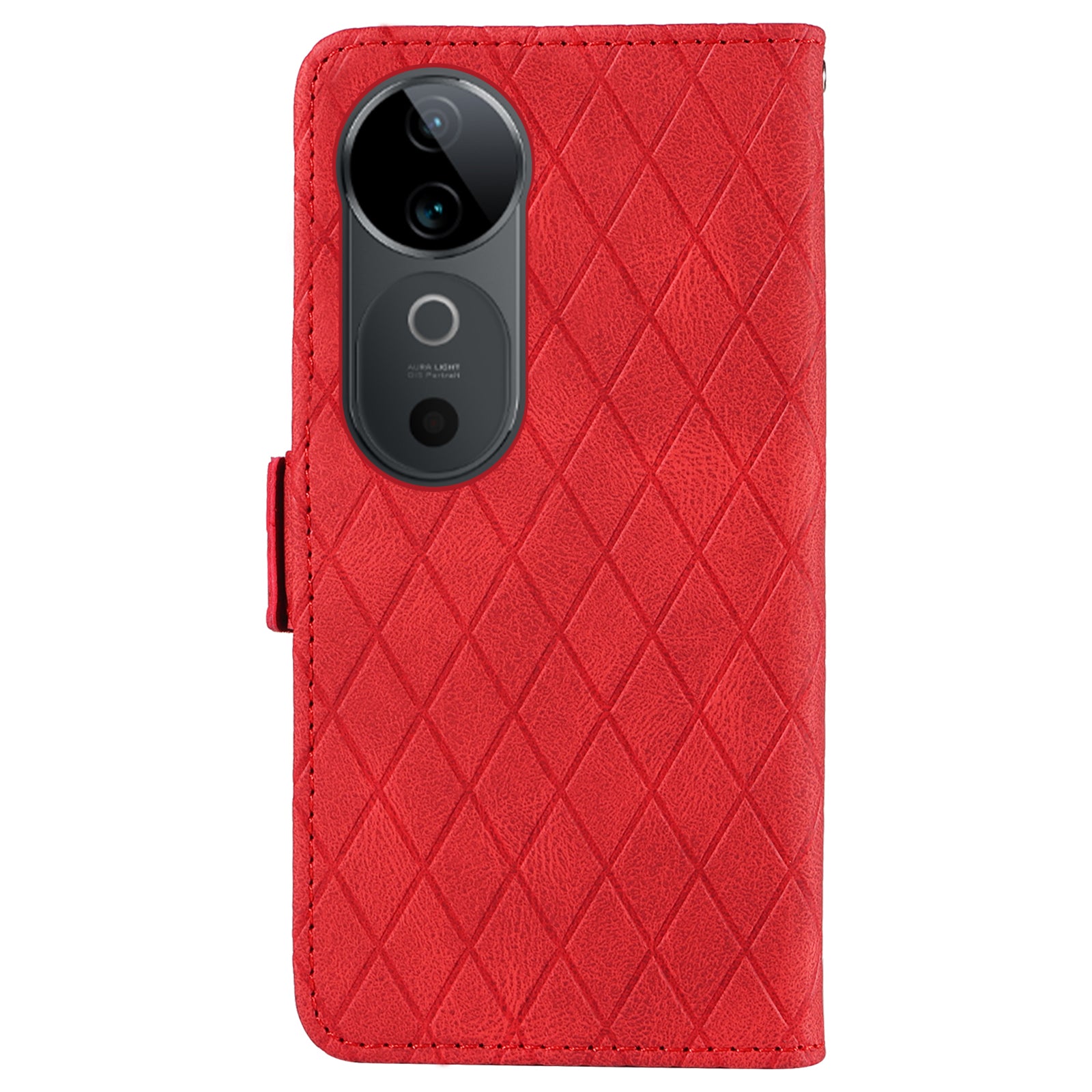 For vivo S19 5G / V40 5G Case Rhombus Splicing Leather Phone Cover - Red