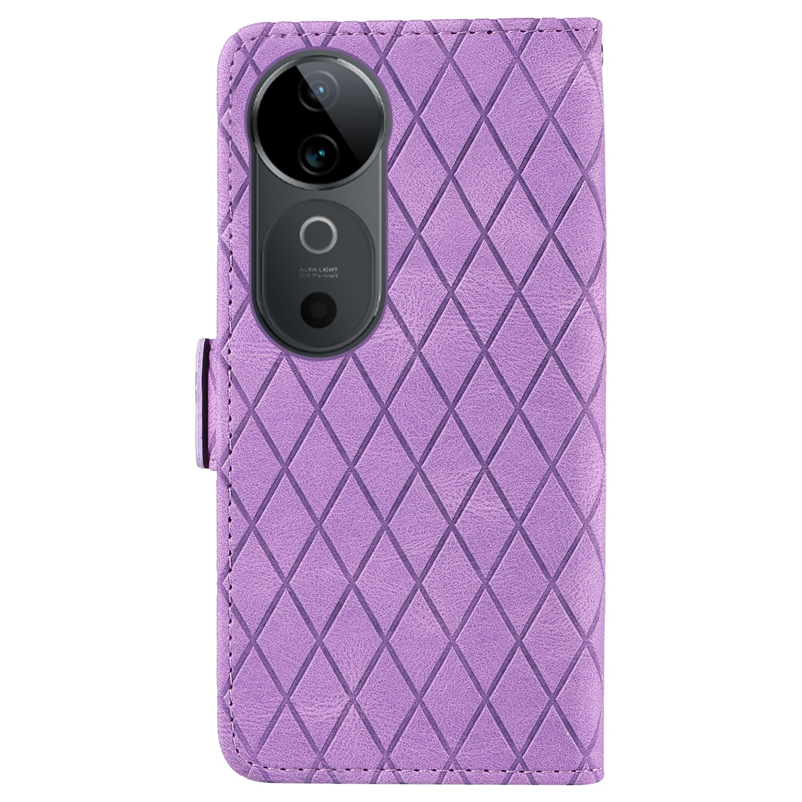 For vivo S19 5G / V40 5G Case Rhombus Splicing Leather Phone Cover - Light Purple