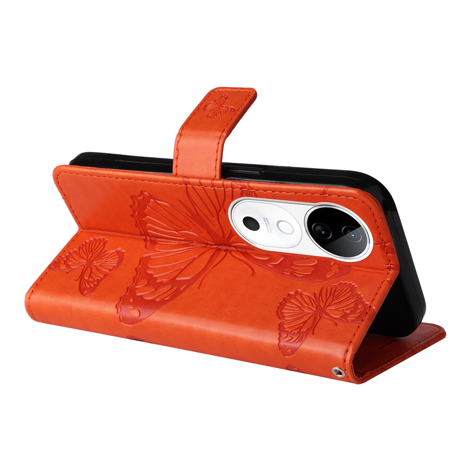 KT Imprinting Flower Series-2 For vivo S19 5G / V40 5G Case Stand Wallet Leather Phone Cover - Orange