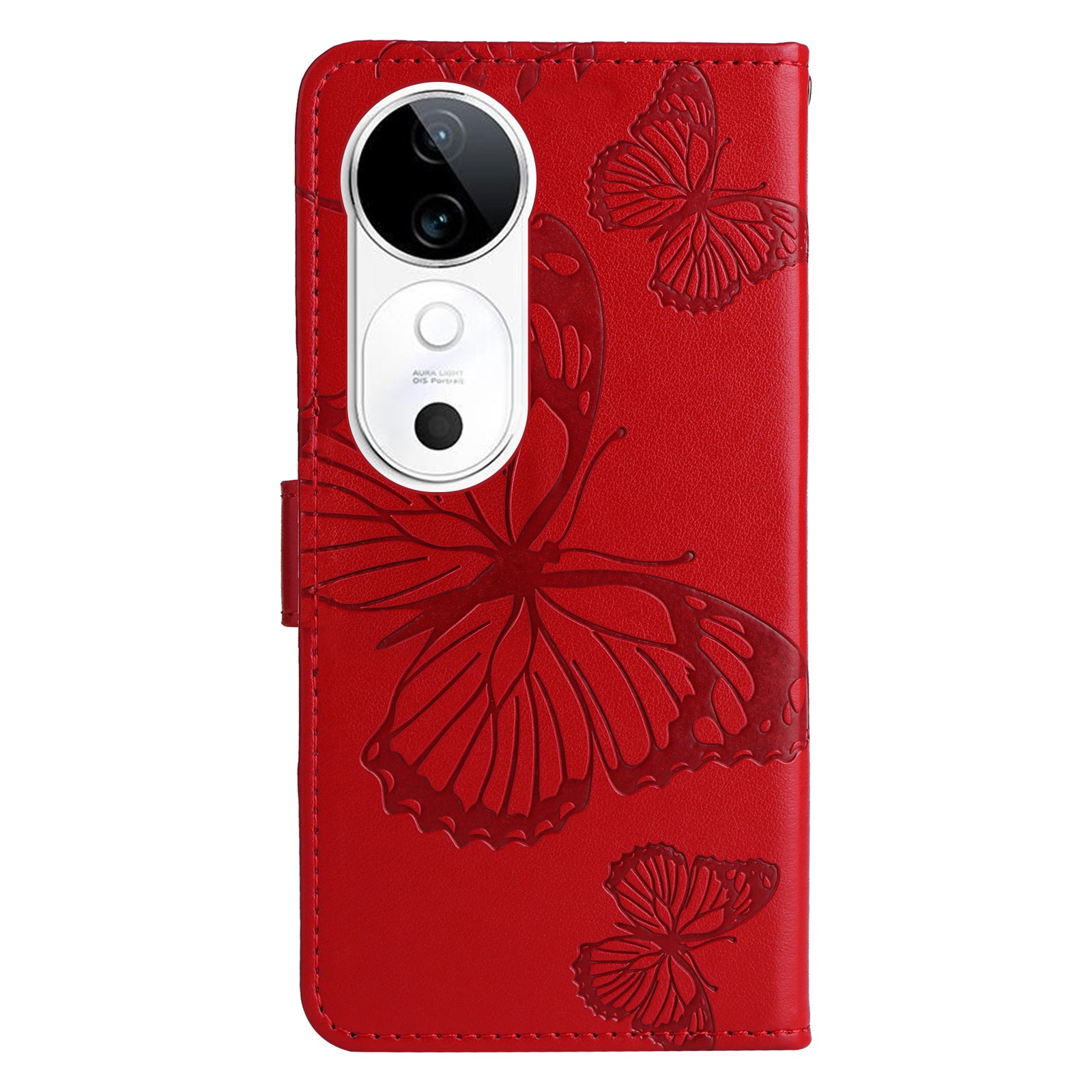 KT Imprinting Flower Series-2 For vivo S19 5G / V40 5G Case Stand Wallet Leather Phone Cover - Red