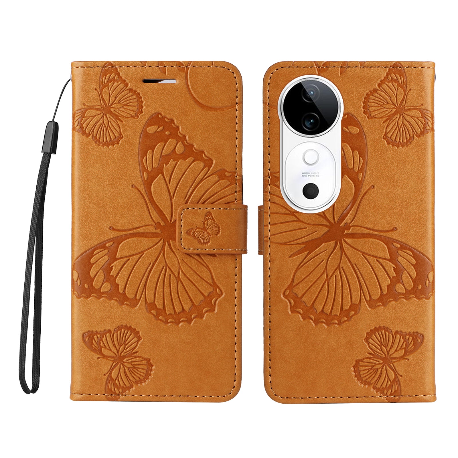 KT Imprinting Flower Series-2 For vivo S19 5G / V40 5G Case Stand Wallet Leather Phone Cover - Yellow