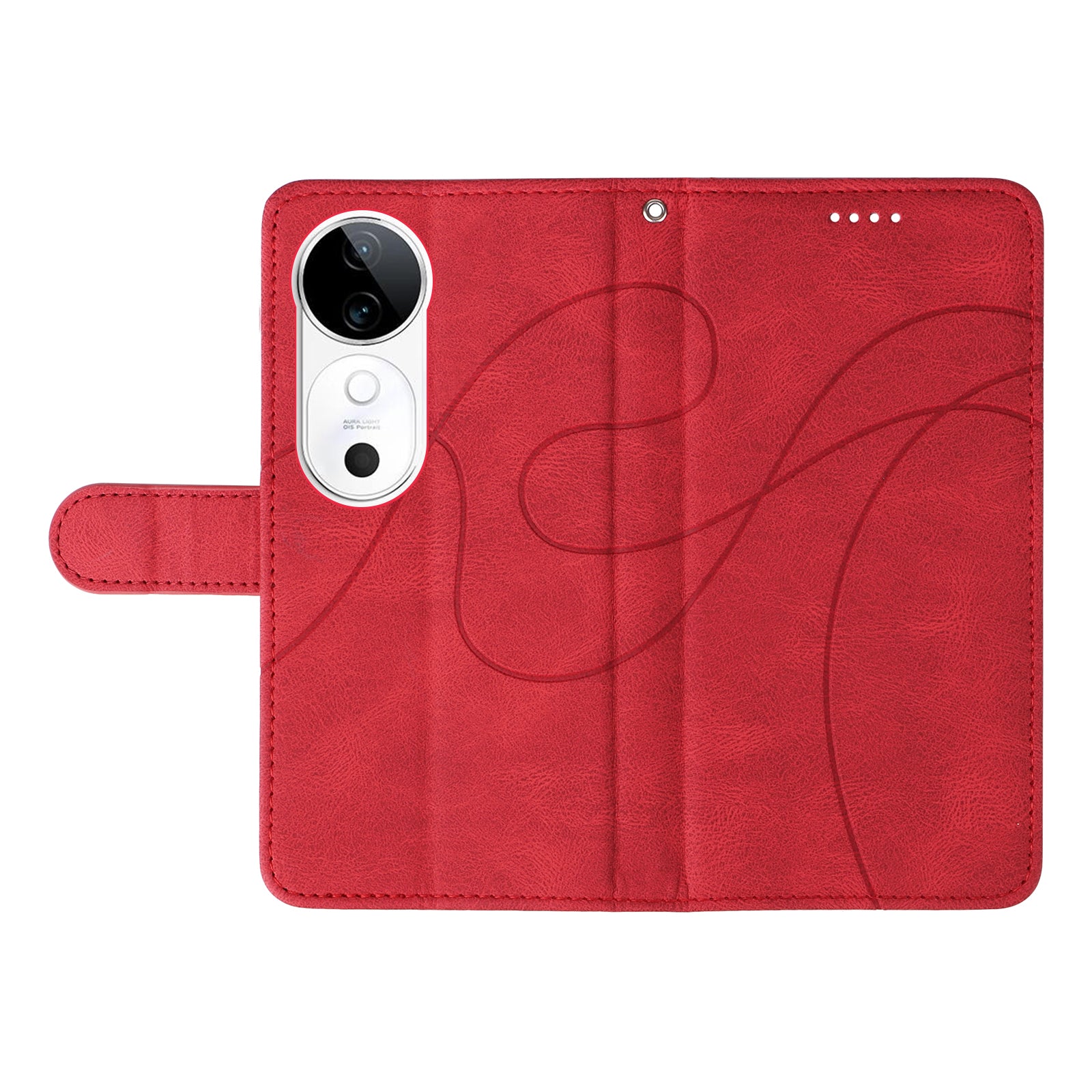 For vivo S19 5G / V40 5G Case Curved Line Imprint Leather Wallet Phone Cover - Red