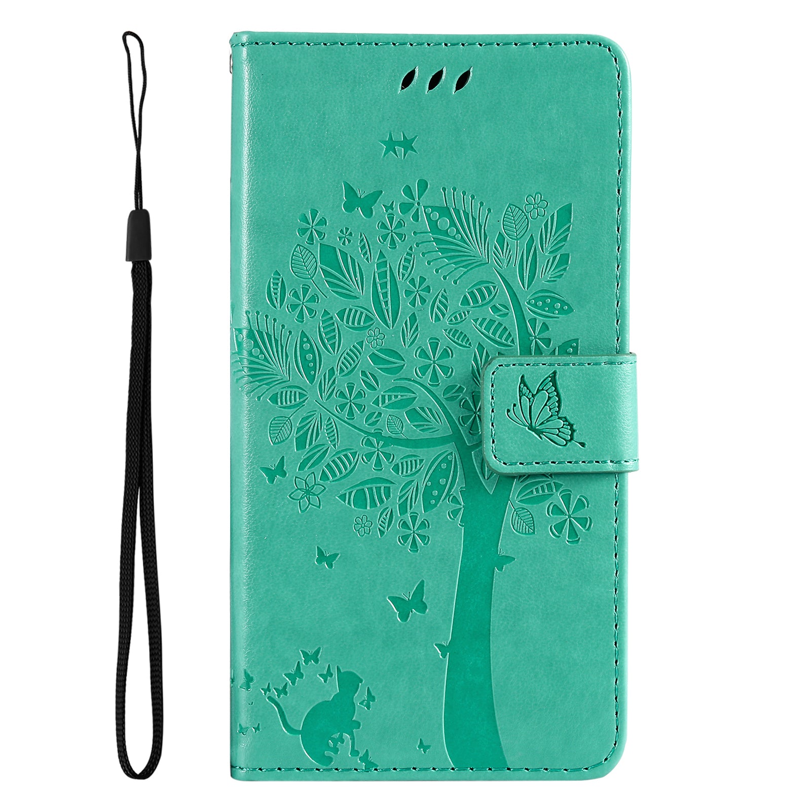 KT Imprinting Flower Series-3 For vivo S19 5G / V40 5G Leather Phone Case Cat Tree Pattern - Green