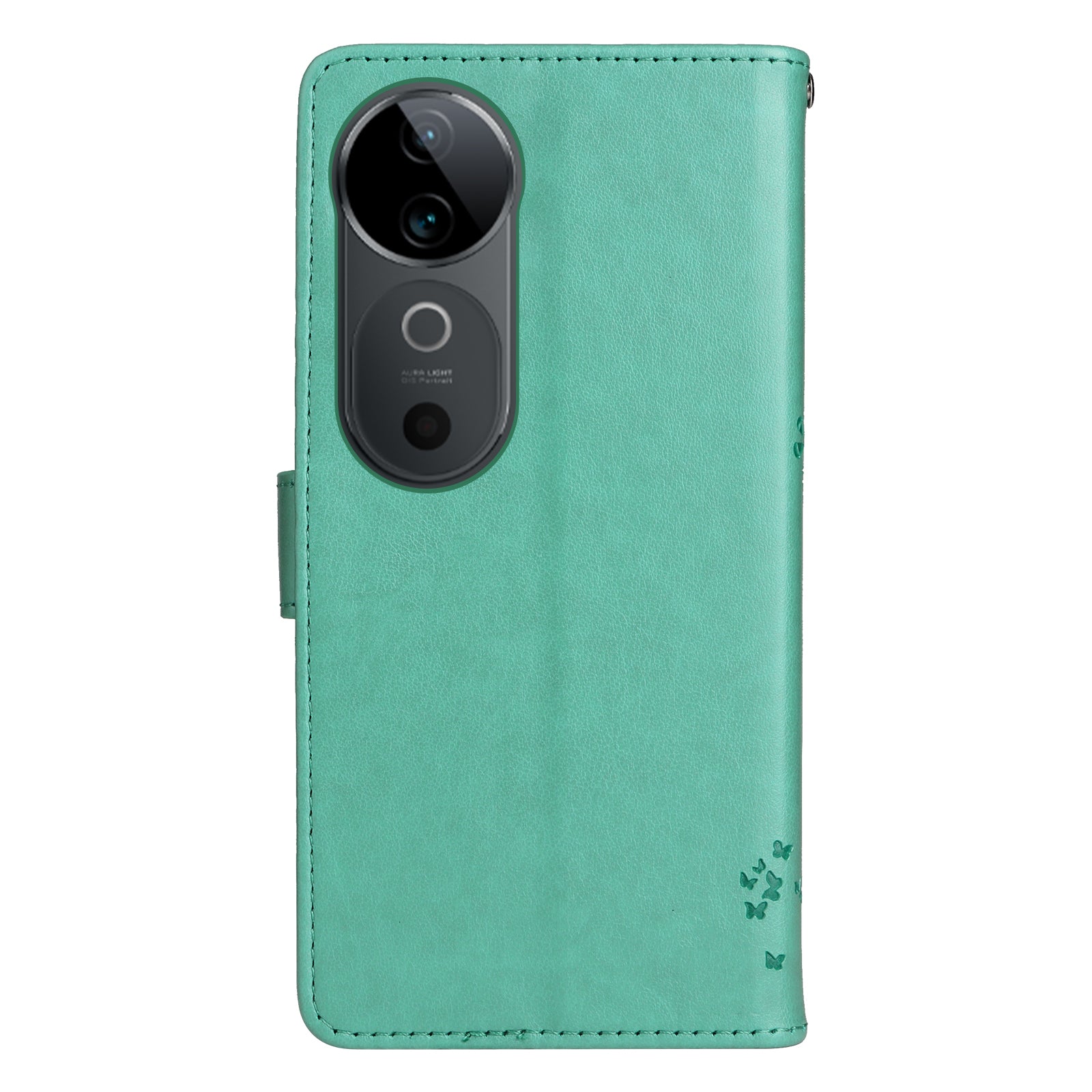 KT Imprinting Flower Series-3 For vivo S19 5G / V40 5G Leather Phone Case Cat Tree Pattern - Green