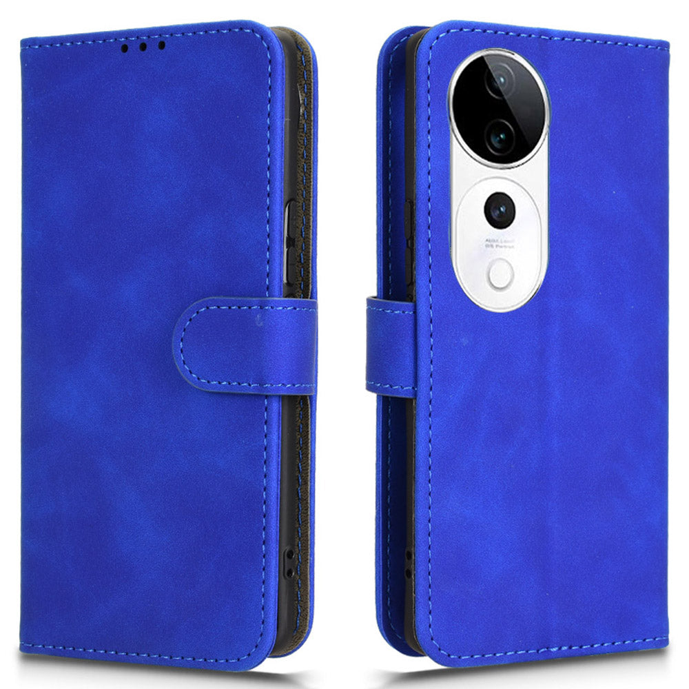 For vivo S19 Pro 5G / V40 5G Case Full Protection Leather Wallet Stand Anti-fall Phone Cover - Blue