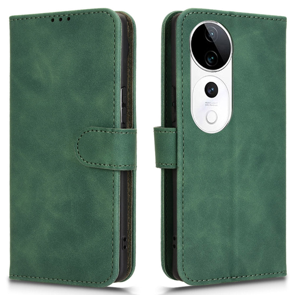 For vivo S19 Pro 5G / V40 5G Case Full Protection Leather Wallet Stand Anti-fall Phone Cover - Green