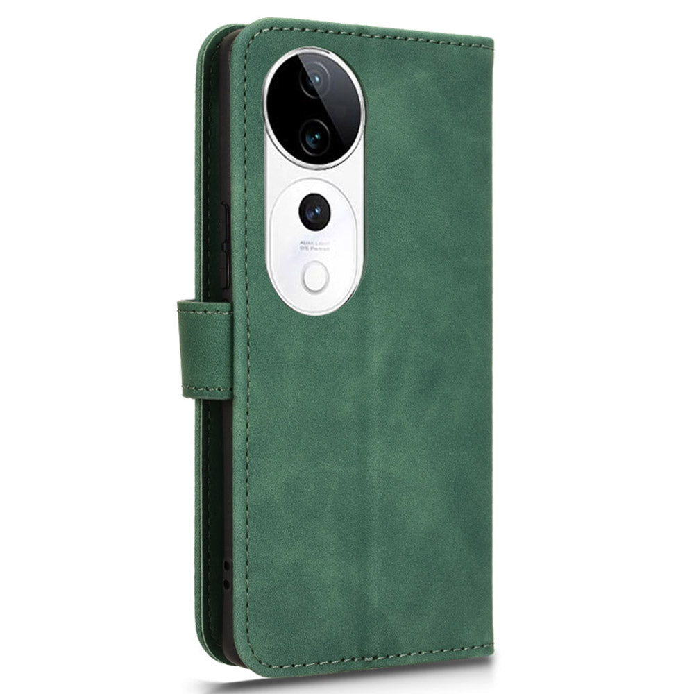 For vivo S19 Pro 5G / V40 5G Case Full Protection Leather Wallet Stand Anti-fall Phone Cover - Green