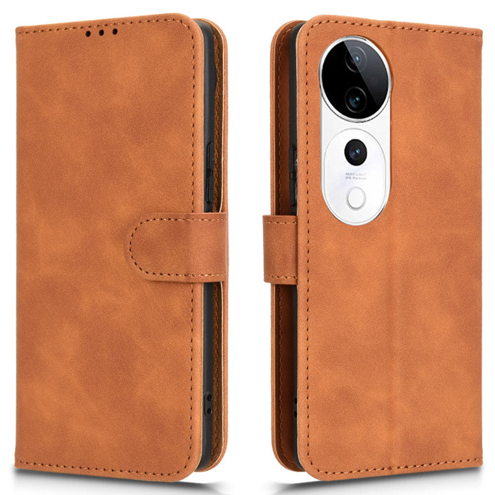 For vivo S19 Pro 5G / V40 5G Case Full Protection Leather Wallet Stand Anti-fall Phone Cover - Brown