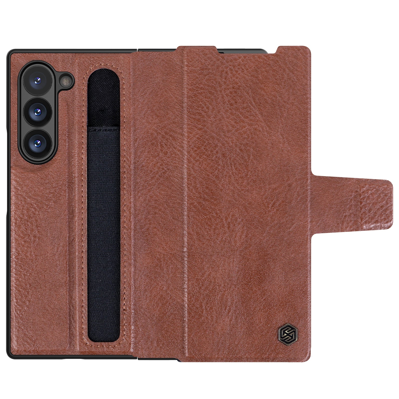 NILLKIN For Samsung Galaxy Z Fold6 5G Case PU + PC Stand Design Phone Cover with Card Slot - Brown