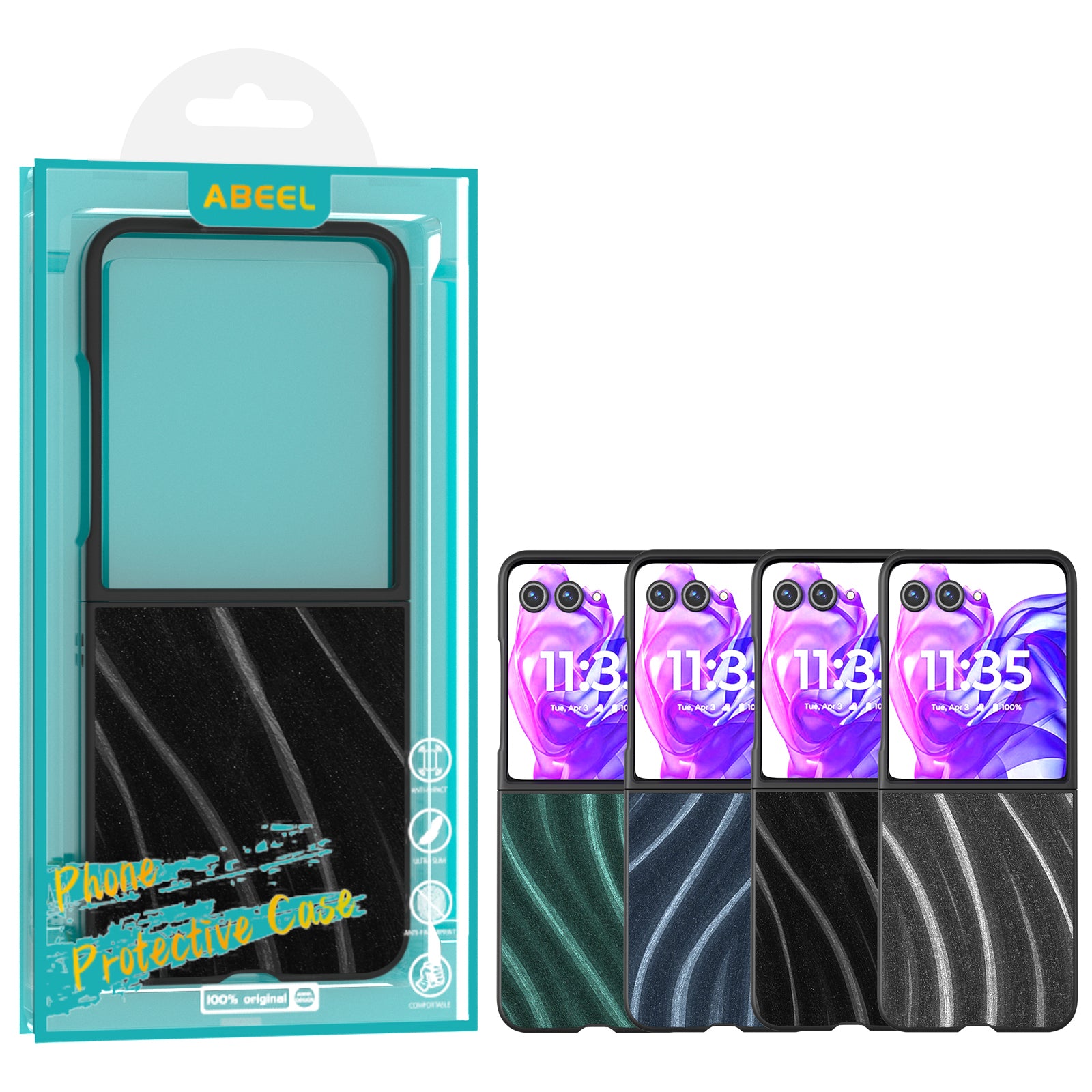 ABEEL Milky Way Series For Motorola Razr 50 Ultra 5G Case Shockproof PU+PC Phone Cover - Black