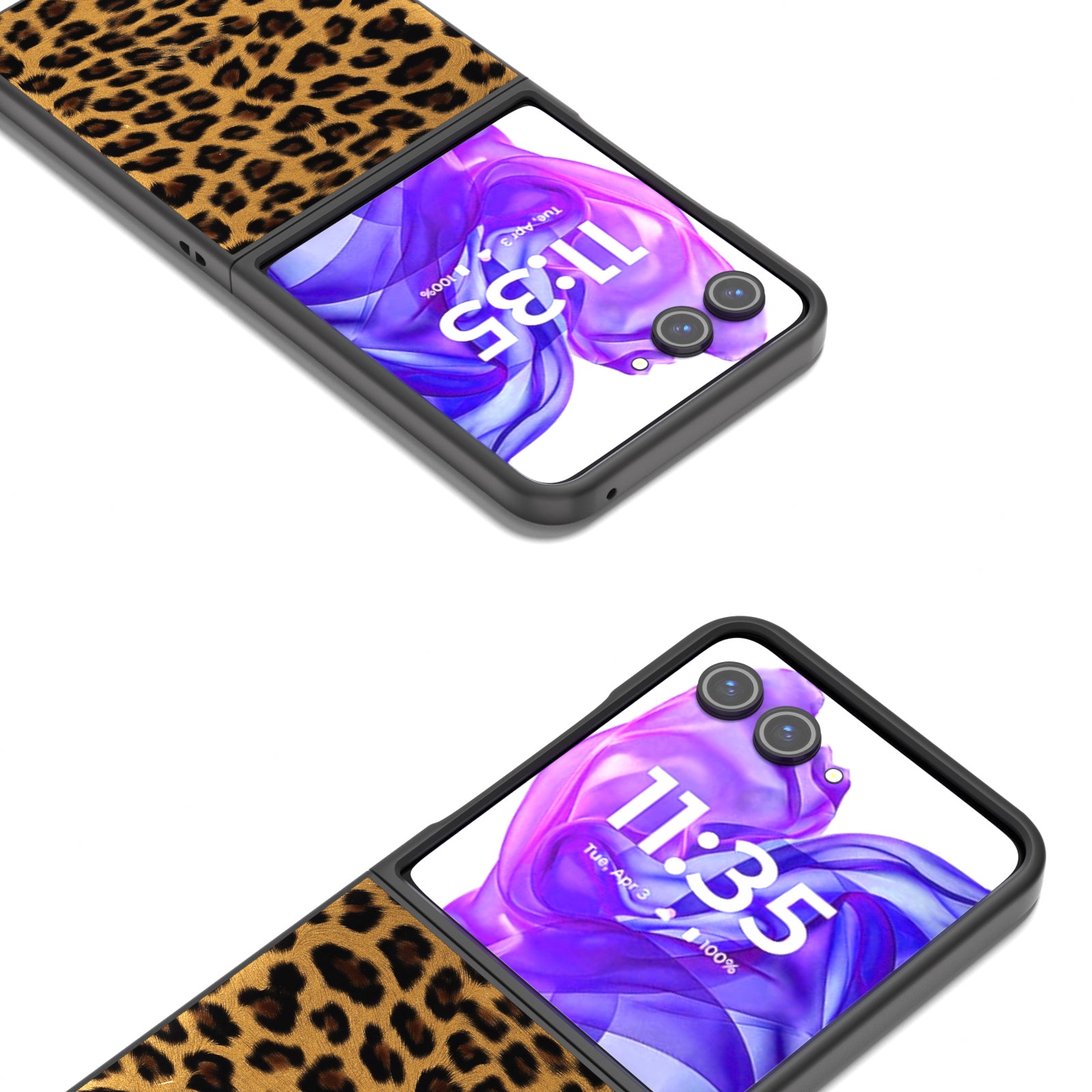 ABEEL For Motorola Razr 50 Ultra 5G Case PU+PC Back Phone Cover with Leopard Pattern - Gold