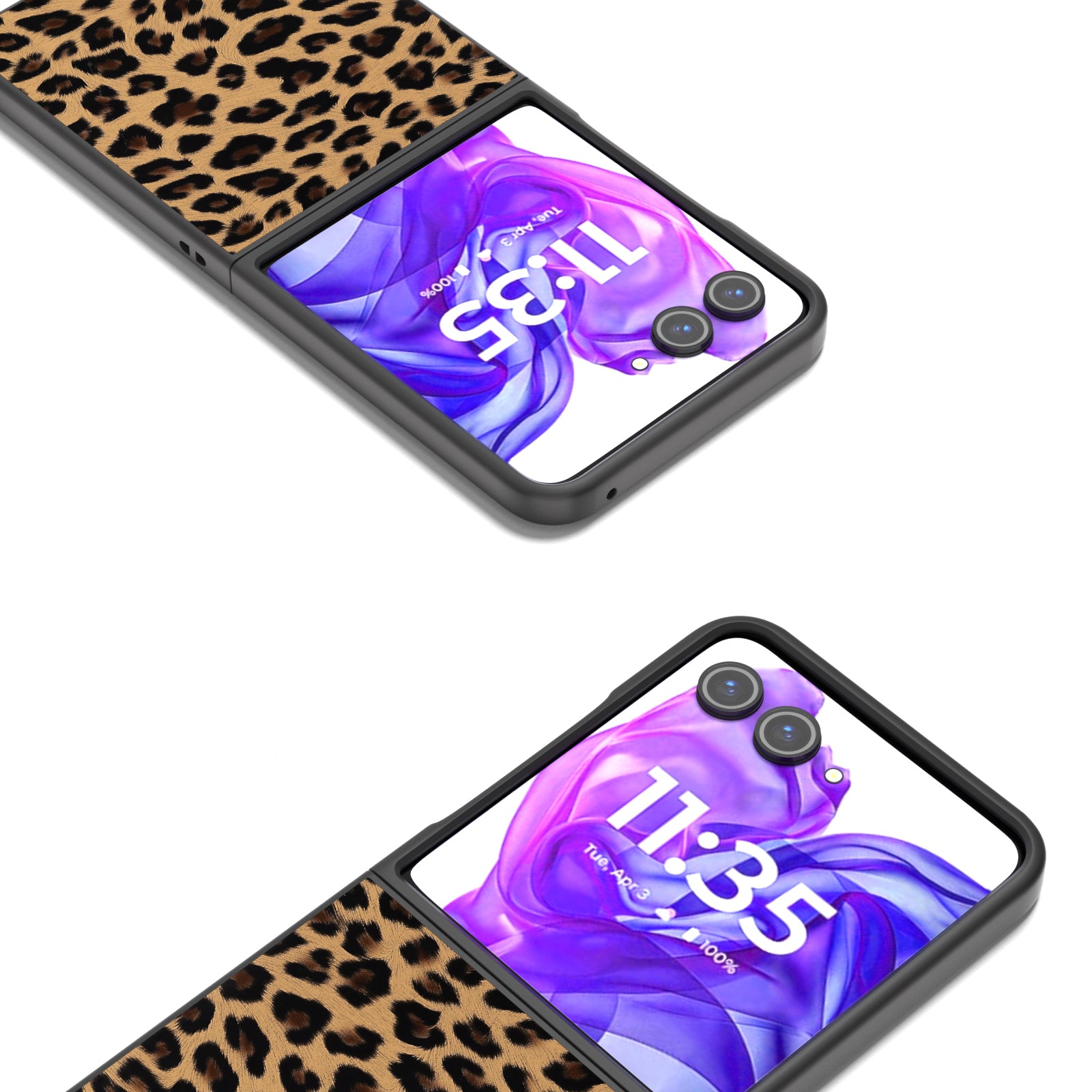 ABEEL For Motorola Razr 50 Ultra 5G Case PU+PC Back Phone Cover with Leopard Pattern - Champagne Gold