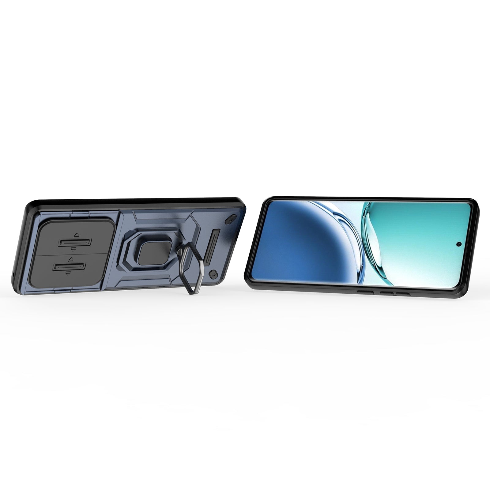 For Oppo F27 Pro+ 5G Case Kickstand PC+TPU Phone Shell with Lens Cover - Blue