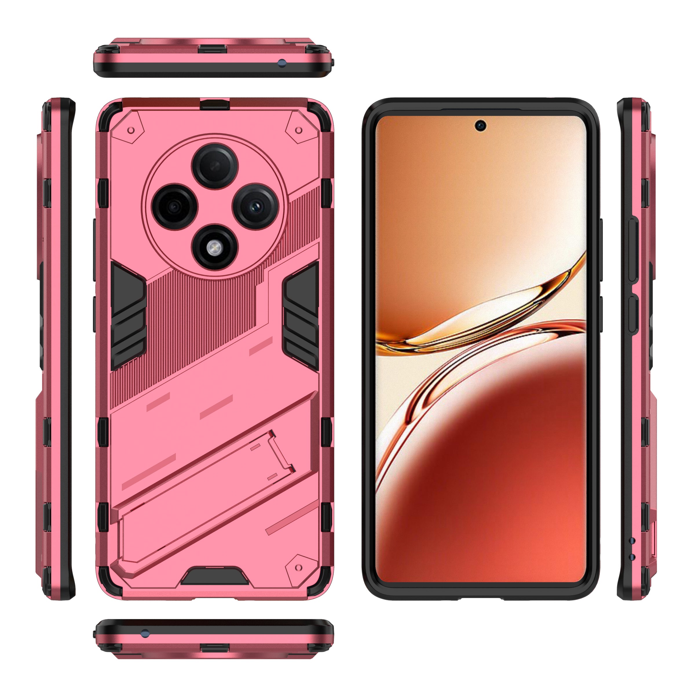 For Oppo F27 Pro+ 5G Case Kickstand Hybrid Hard PC Soft TPU Phone Cover - Rose